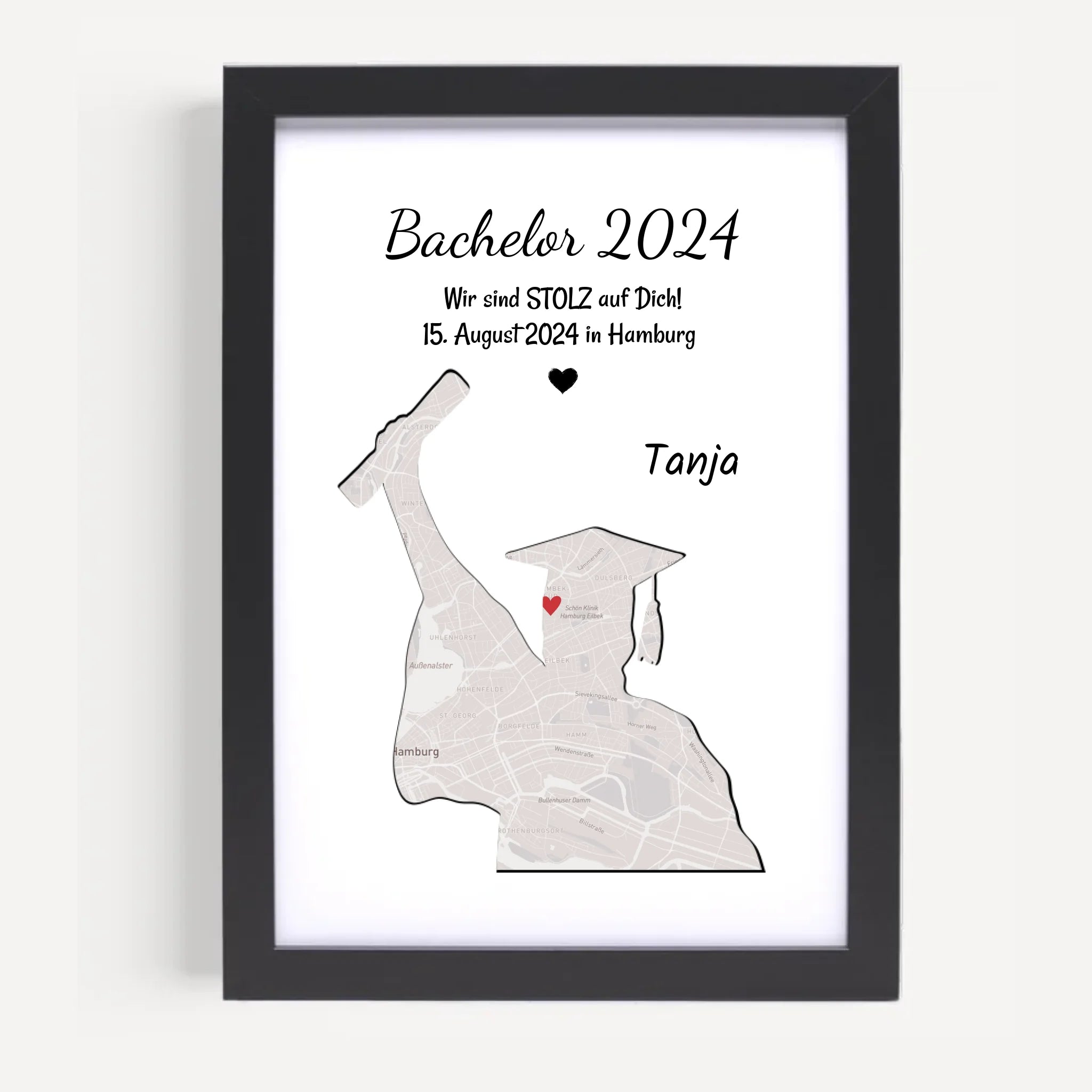 Abschlussgeschenk Frau Koordinatenposter Stadtkarte mit Spruch personalisiert, ideal für Studium, Ausbildung oder Abitur - Cantty