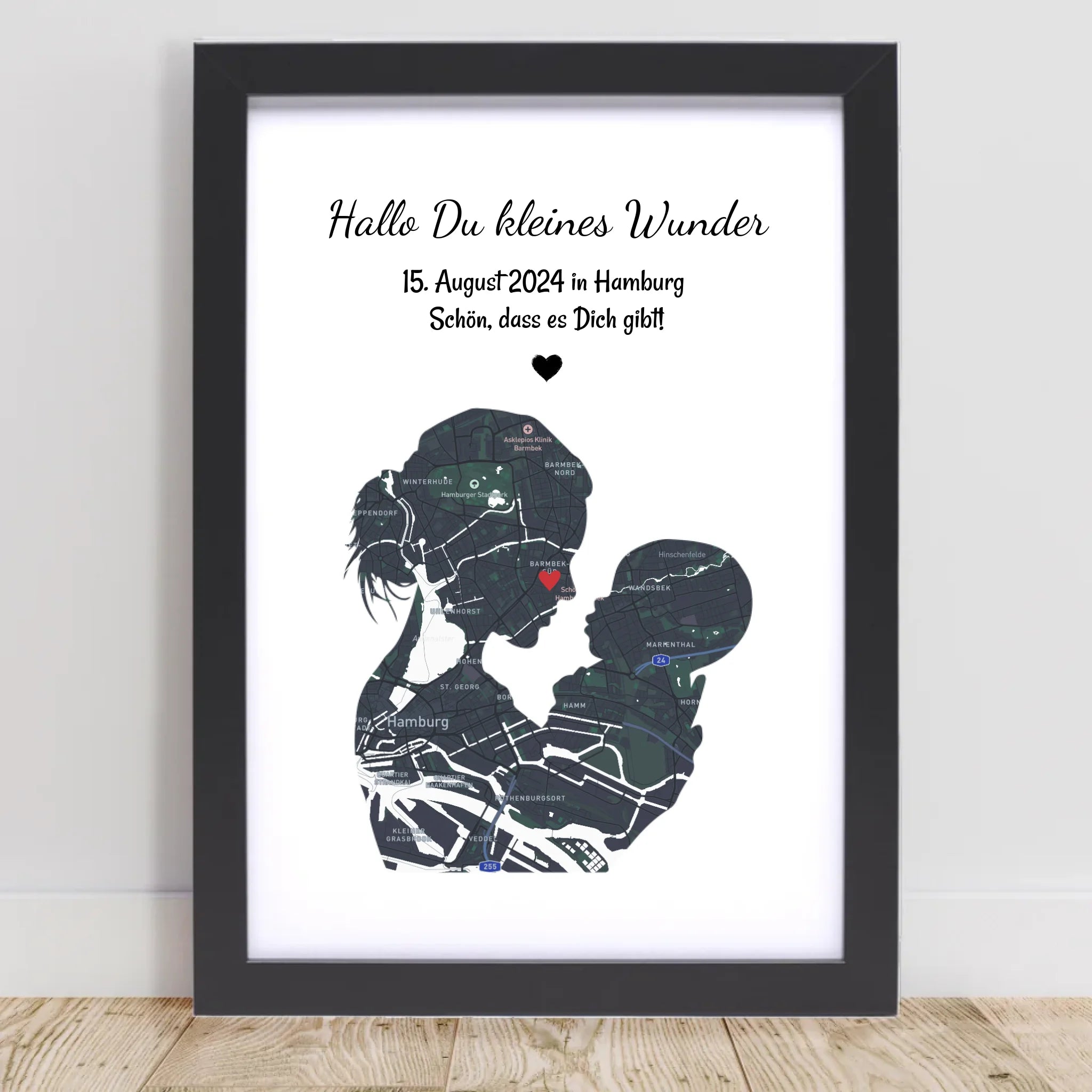 Geschenk zur Geburt Mutter und Baby Koordinaten Stadtkarte Poster personalisiert - Cantty