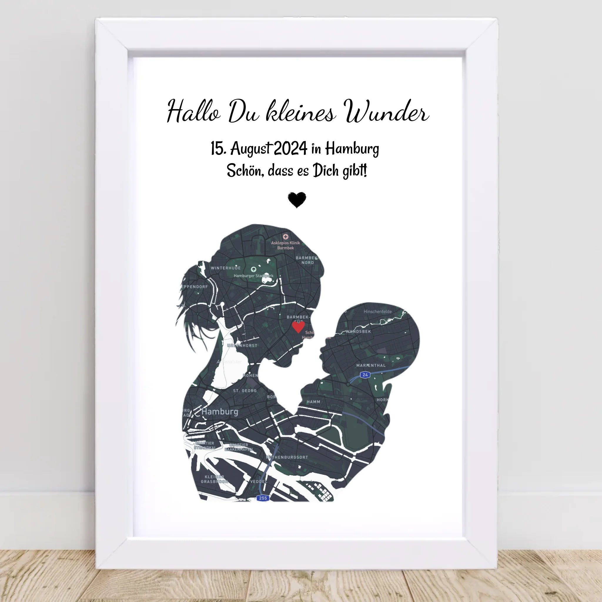 Geschenk zur Geburt Mutter und Baby Koordinaten Stadtkarte Poster personalisiert - Cantty