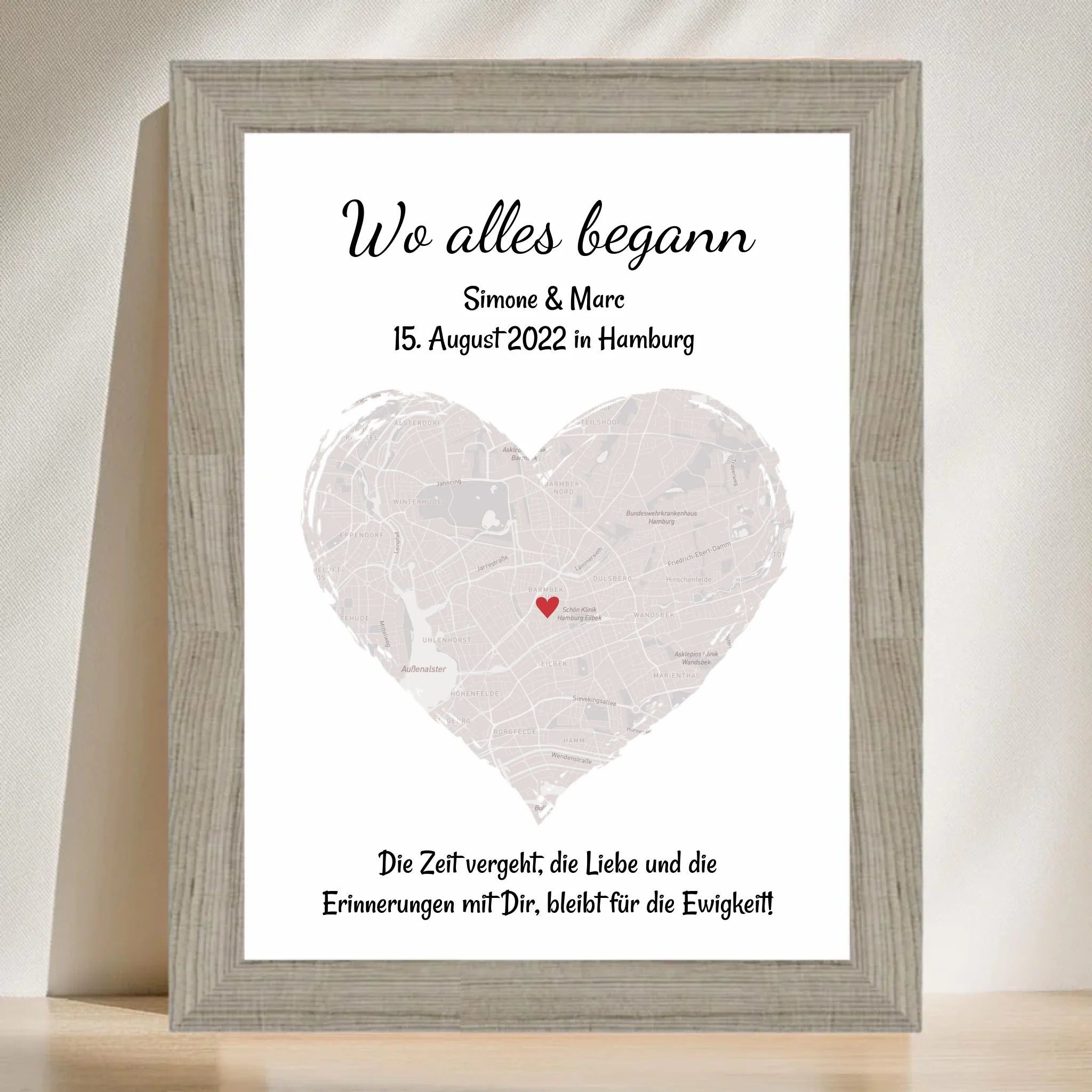 Erinnerungsgeschenk "Wo alles begann" Stadtkarte personalisiert, Koordinaten Bild Verlobung Jahrestag Hochzeitsgeschenk Poster - Cantty