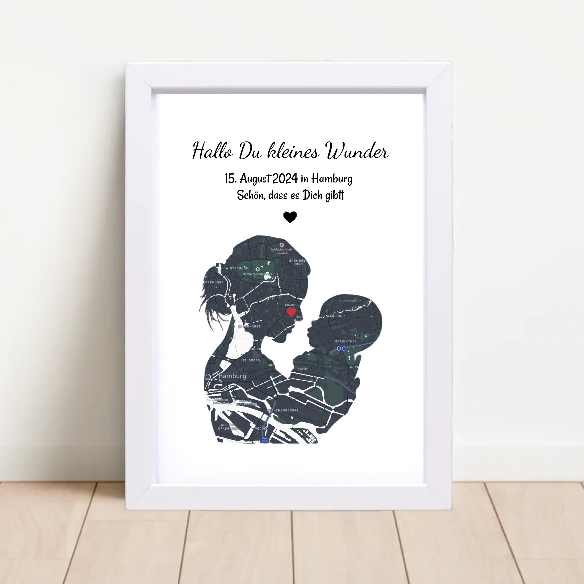 Geschenk zur Geburt Mutter und Baby Koordinaten Stadtkarte Poster personalisiert - Cantty