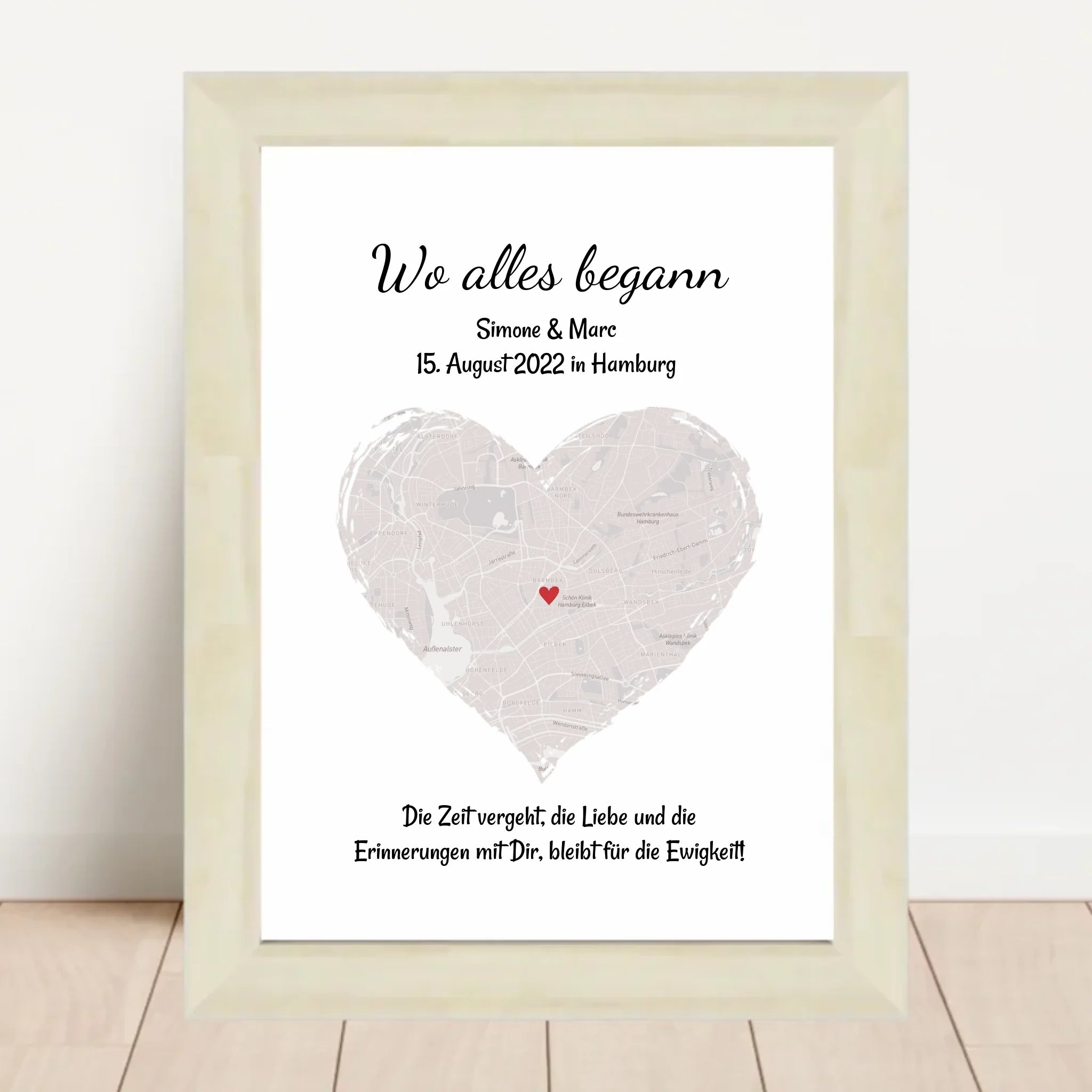 Erinnerungsgeschenk "Wo alles begann" Stadtkarte personalisiert, Koordinaten Bild Verlobung Jahrestag Hochzeitsgeschenk Poster - Cantty