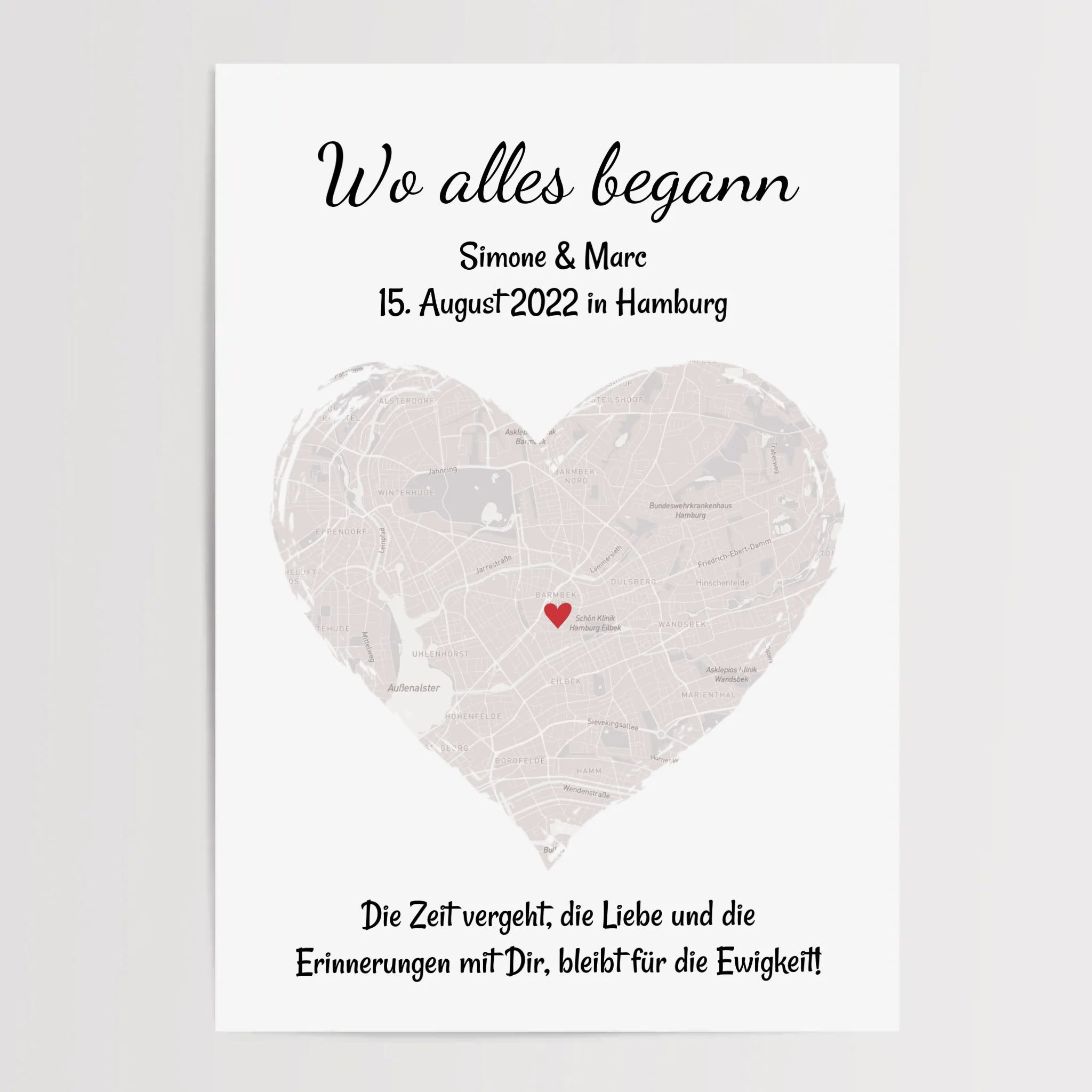 Erinnerungsgeschenk "Wo alles begann" Stadtkarte personalisiert, Koordinaten Bild Verlobung Jahrestag Hochzeitsgeschenk Poster - Cantty
