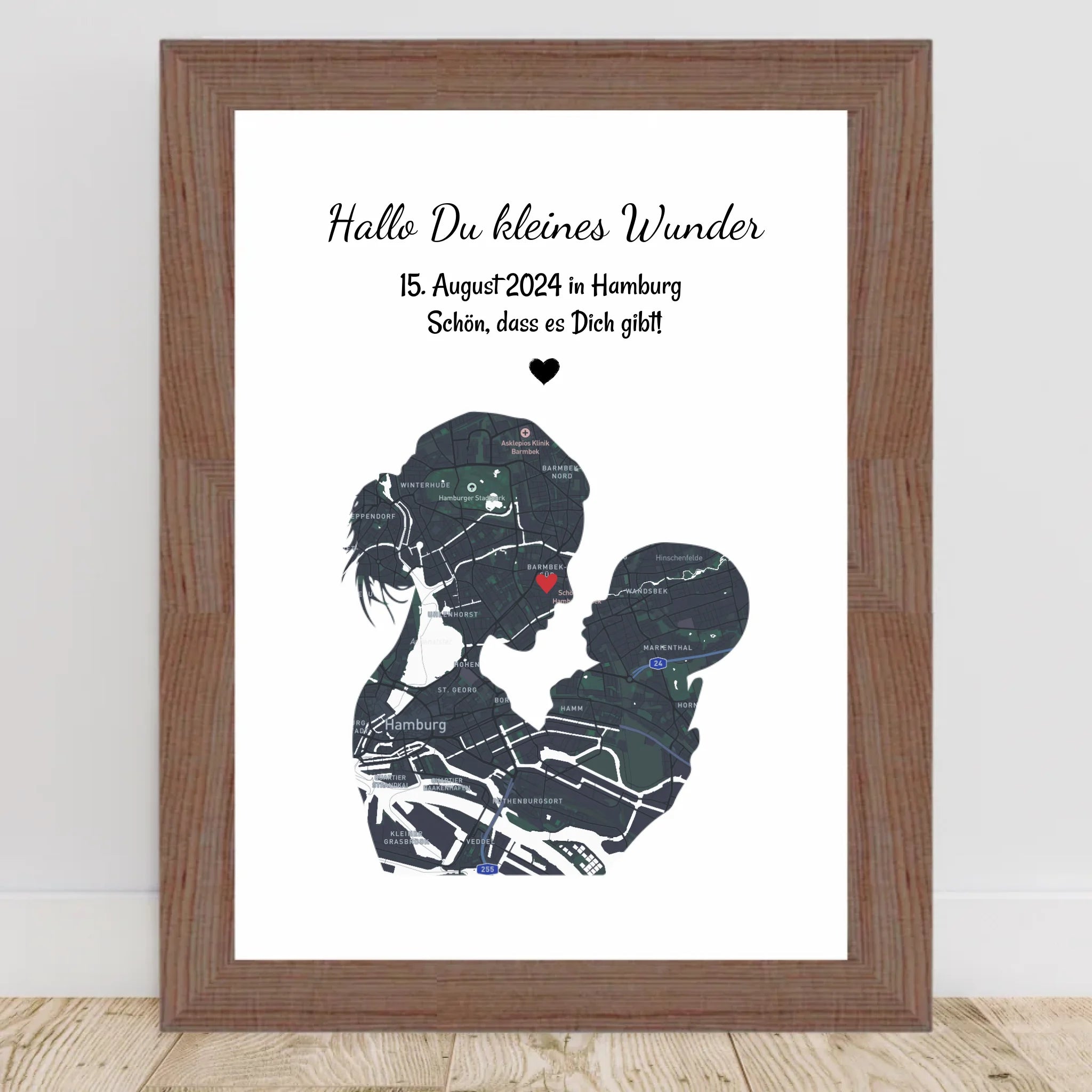 Geschenk zur Geburt Mutter und Baby Koordinaten Stadtkarte Poster personalisiert - Cantty