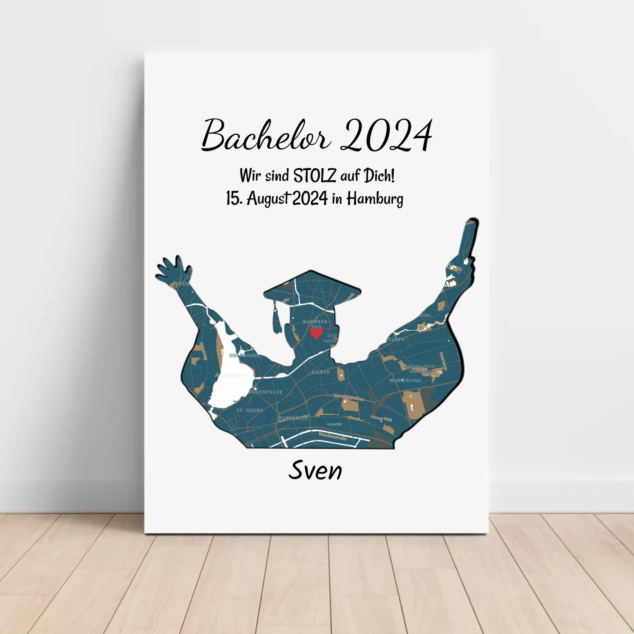 Abschlussgeschenk für Junge Poster personalisiert mit Koordinaten Stadtkarte und Spruch - Cantty