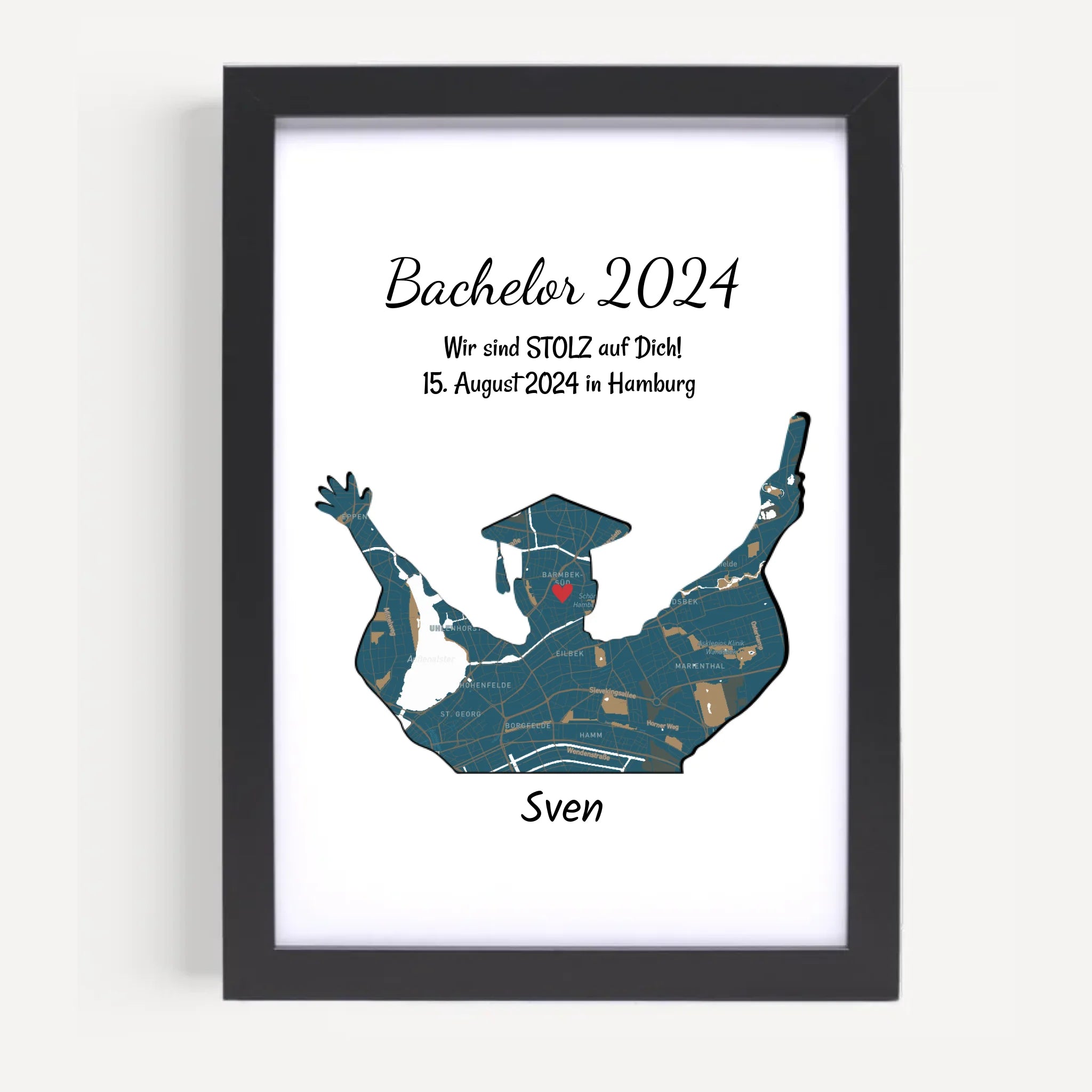 Abschlussgeschenk für Junge Poster personalisiert mit Koordinaten Stadtkarte und Spruch - Cantty