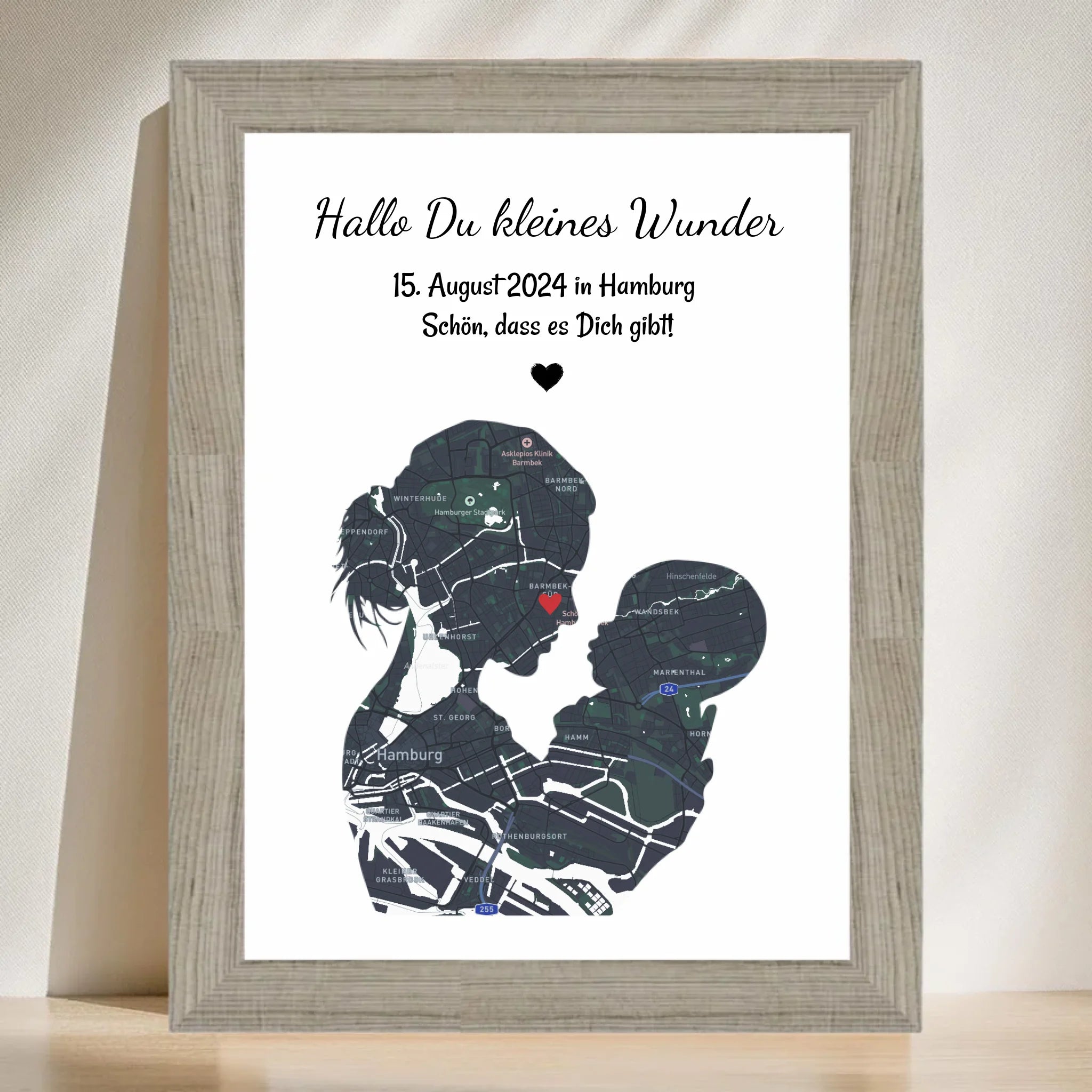 Geschenk zur Geburt Mutter und Baby Koordinaten Stadtkarte Poster personalisiert - Cantty