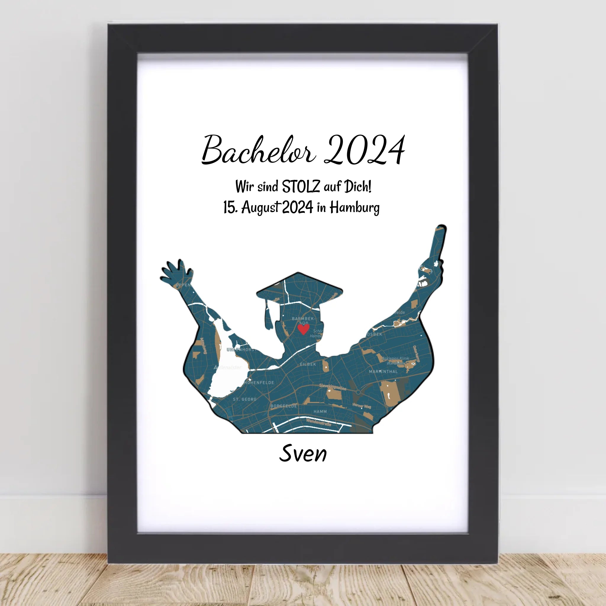 Abschlussgeschenk für Junge Poster personalisiert mit Koordinaten Stadtkarte und Spruch - Cantty