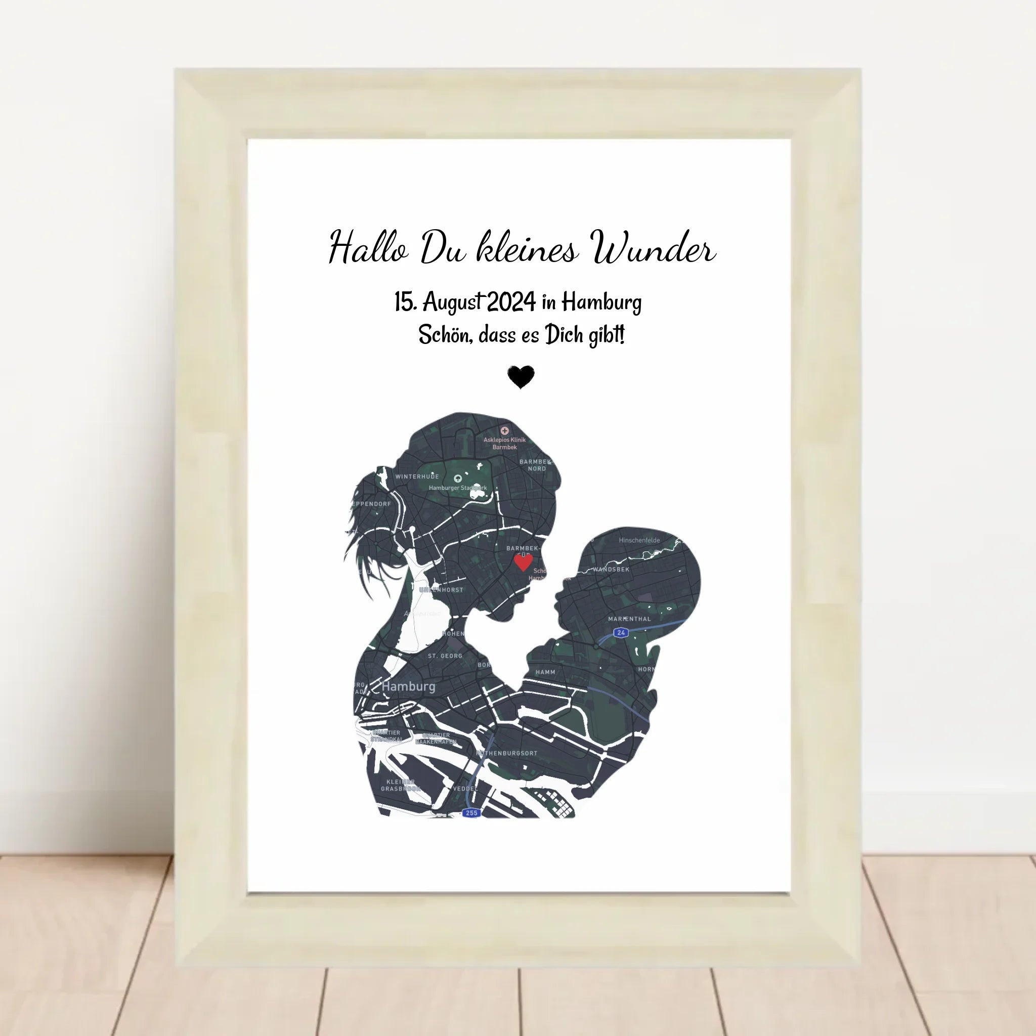 Geschenk zur Geburt Mutter und Baby Koordinaten Stadtkarte Poster personalisiert - Cantty