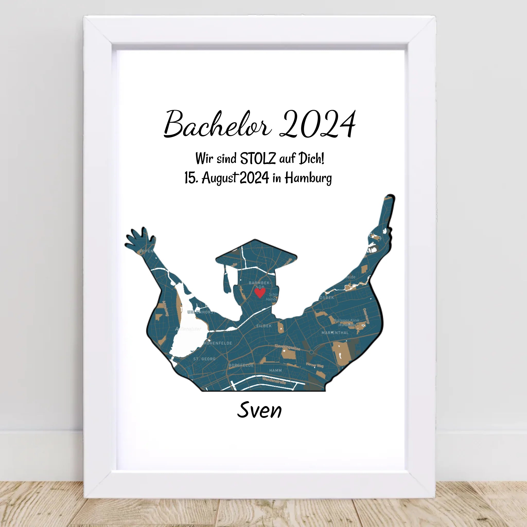 Abschlussgeschenk für Junge Poster personalisiert mit Koordinaten Stadtkarte und Spruch - Cantty