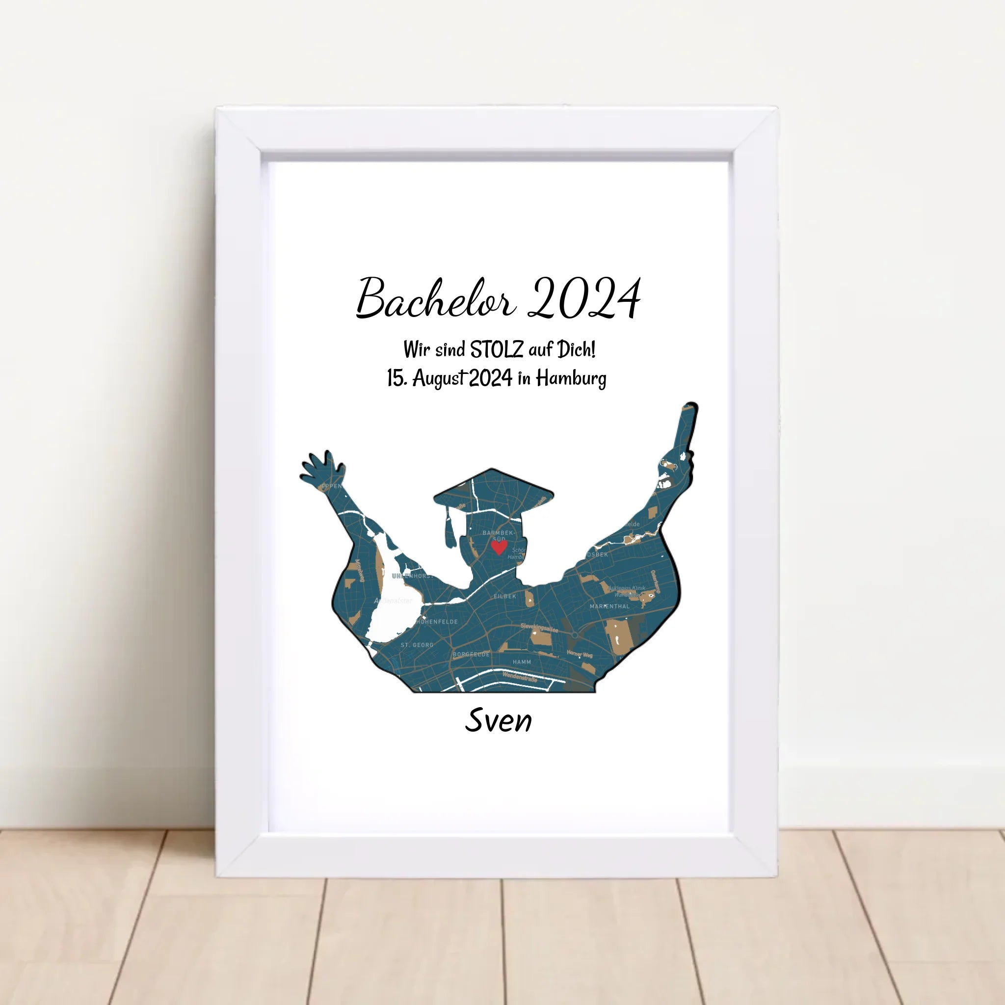 Abschlussgeschenk für Junge Poster personalisiert mit Koordinaten Stadtkarte und Spruch - Cantty