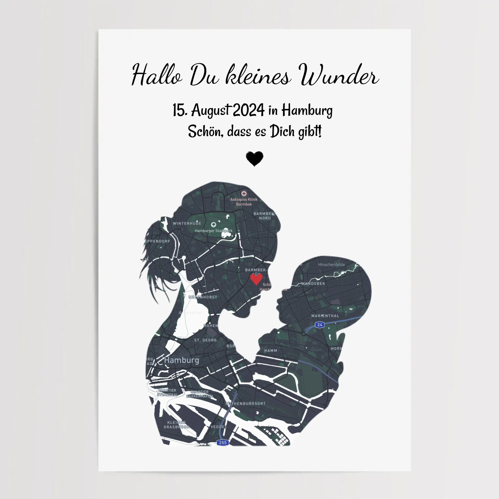 Geschenk zur Geburt Mutter und Baby Koordinaten Stadtkarte Poster personalisiert - Cantty