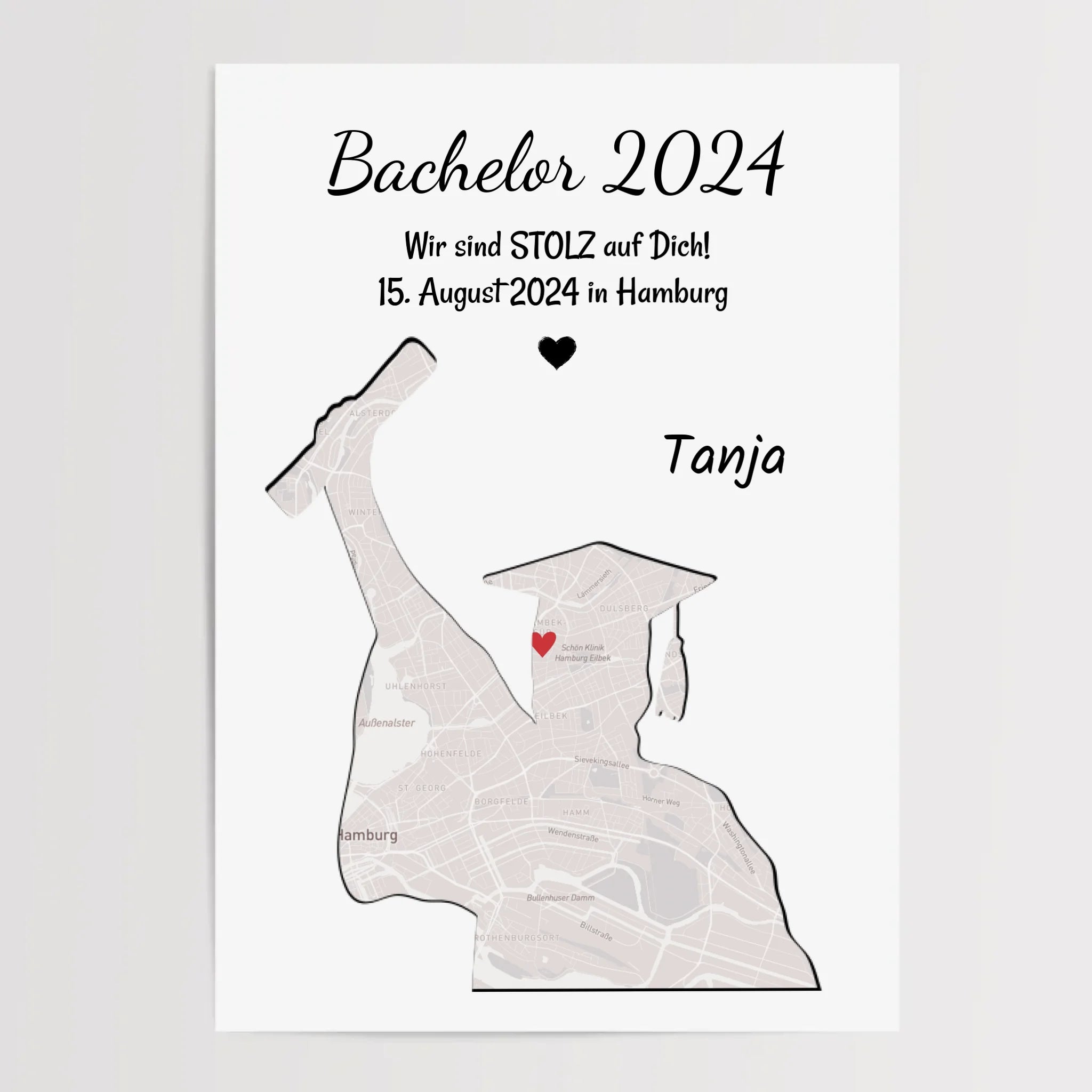 Abschlussgeschenk Frau Koordinatenposter Stadtkarte mit Spruch personalisiert, ideal für Studium, Ausbildung oder Abitur - Cantty