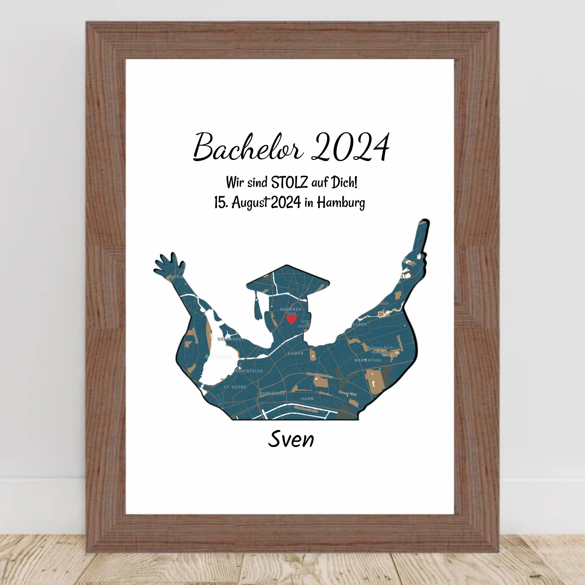 Abschlussgeschenk für Junge Poster personalisiert mit Koordinaten Stadtkarte und Spruch - Cantty