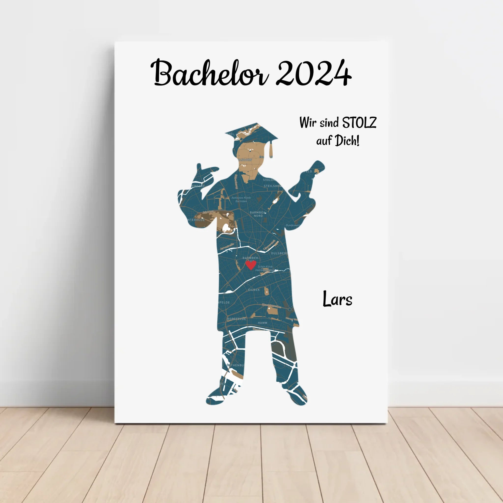 Bachelor Abschlussgeschenk Stadtkarte Koordinatenposter für Junge Straßenkarte personalisiert - Cantty