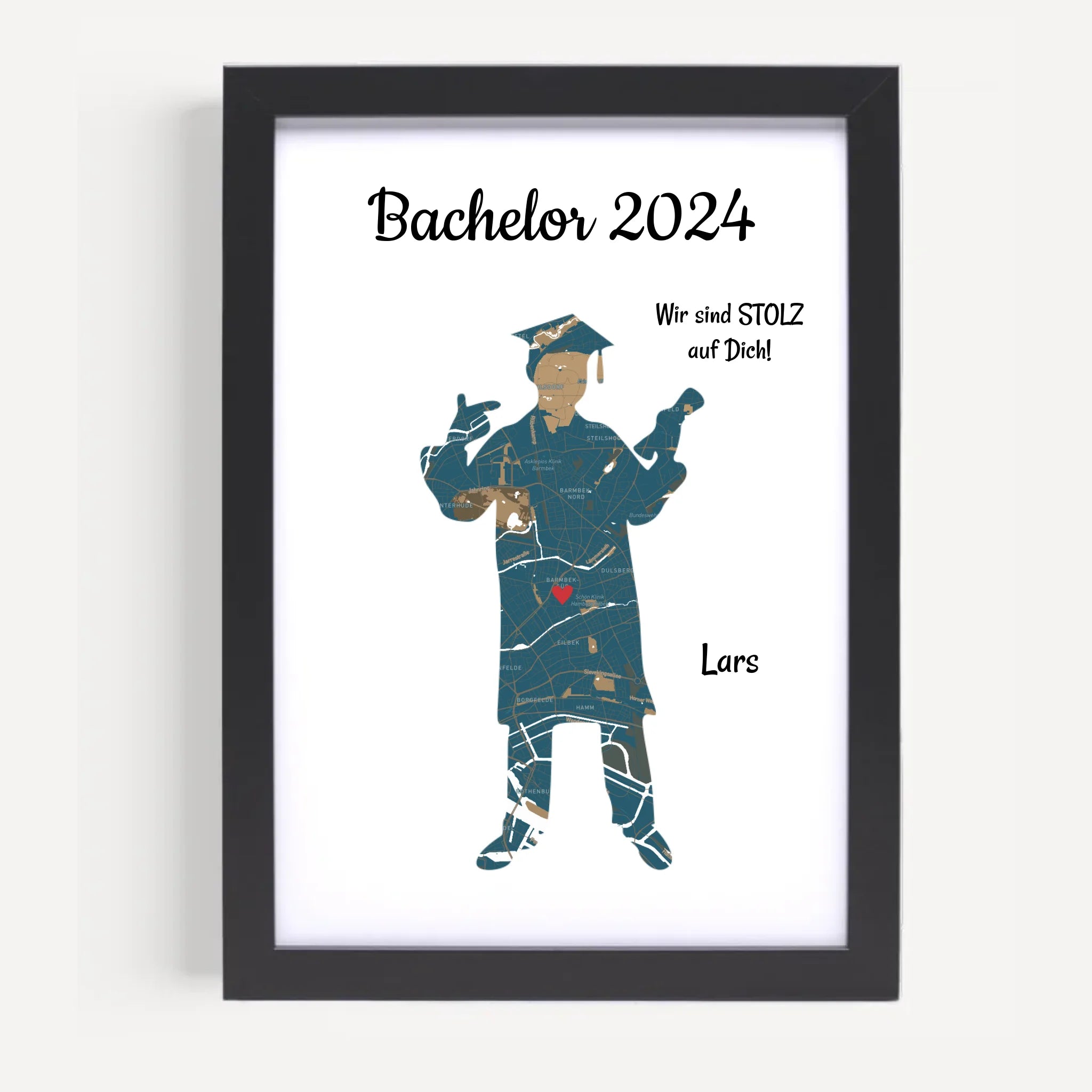 Bachelor Abschlussgeschenk Stadtkarte Koordinatenposter für Junge Straßenkarte personalisiert - Cantty