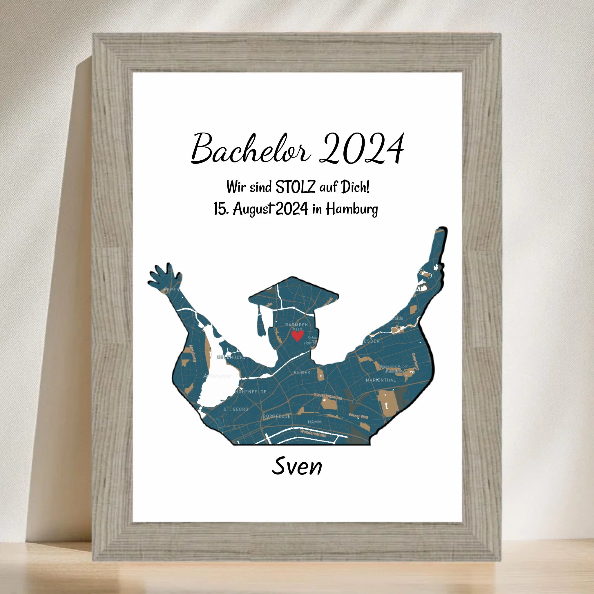 Abschlussgeschenk für Junge Poster personalisiert mit Koordinaten Stadtkarte und Spruch - Cantty