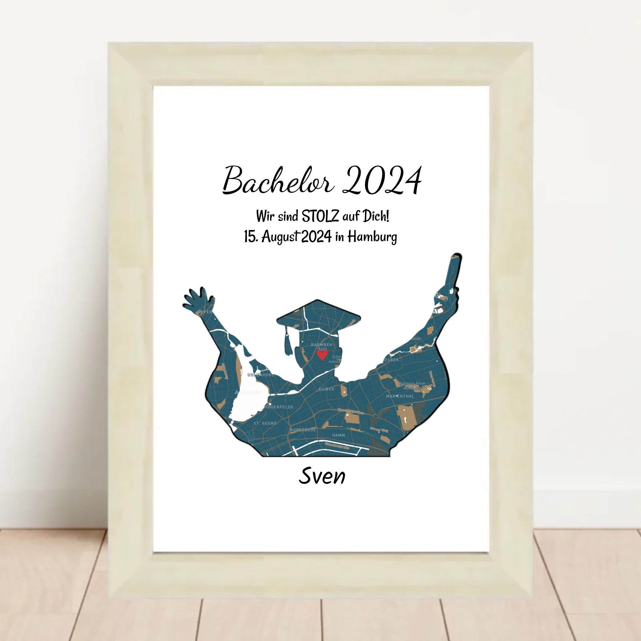 Abschlussgeschenk für Junge Poster personalisiert mit Koordinaten Stadtkarte und Spruch - Cantty