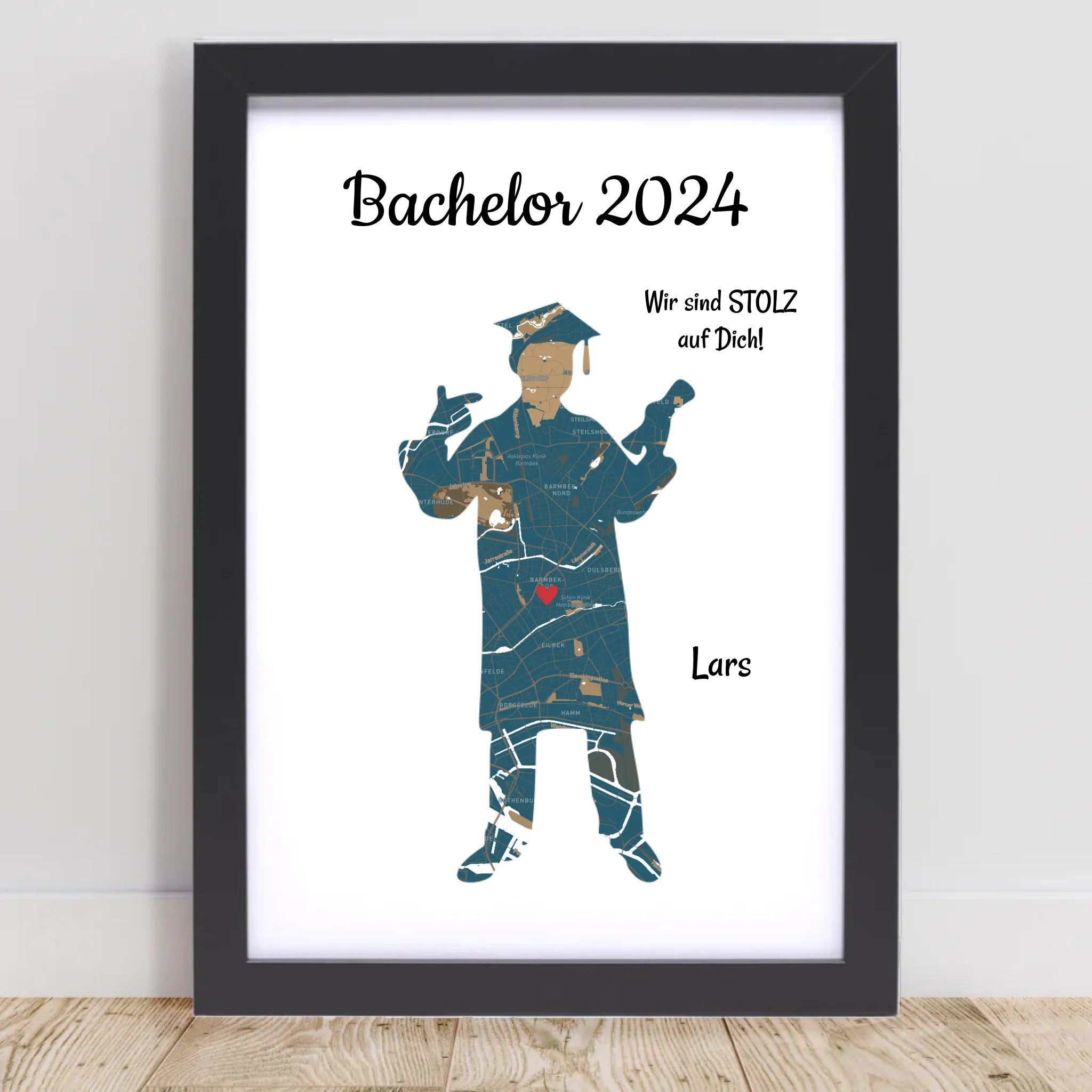 Bachelor Abschlussgeschenk Stadtkarte Koordinatenposter für Junge Straßenkarte personalisiert - Cantty