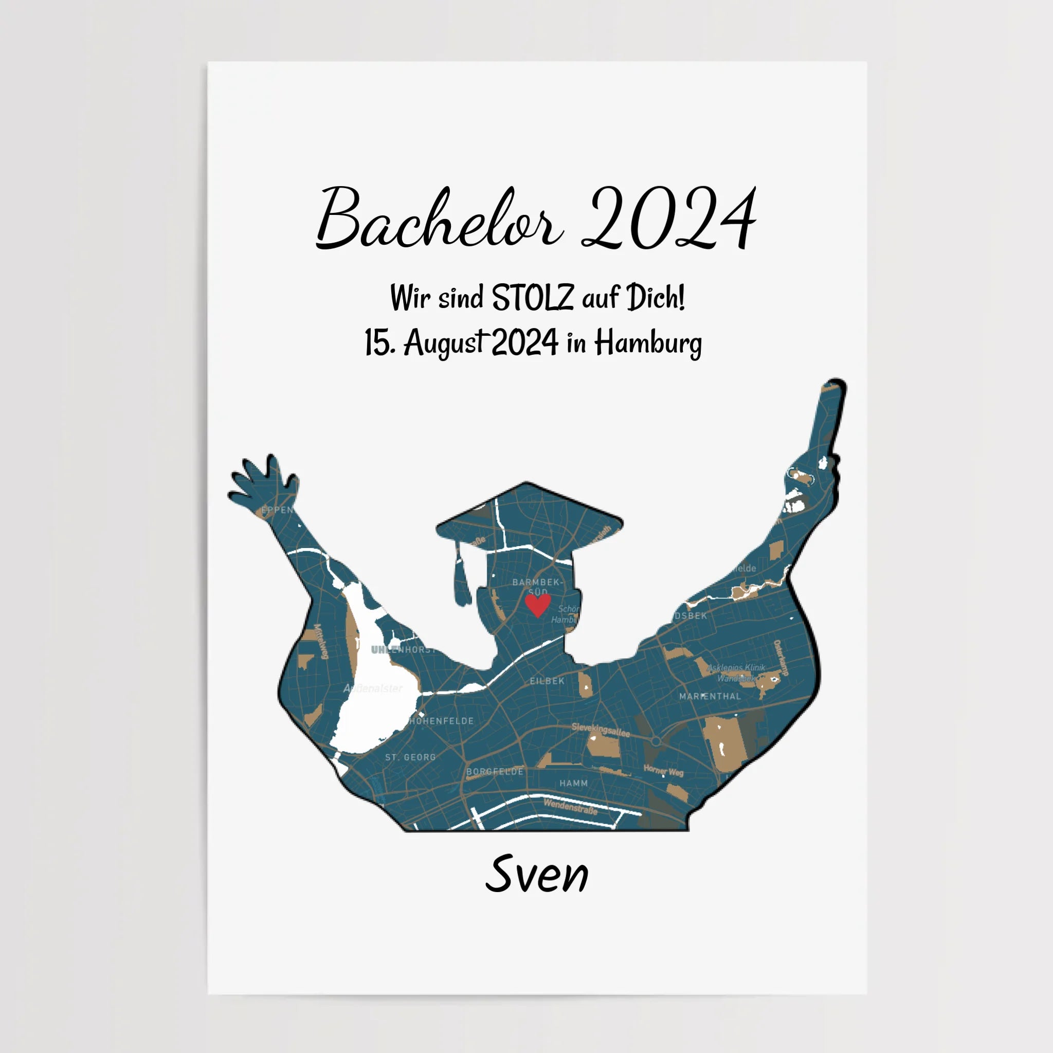 Abschlussgeschenk für Junge Poster personalisiert mit Koordinaten Stadtkarte und Spruch - Cantty