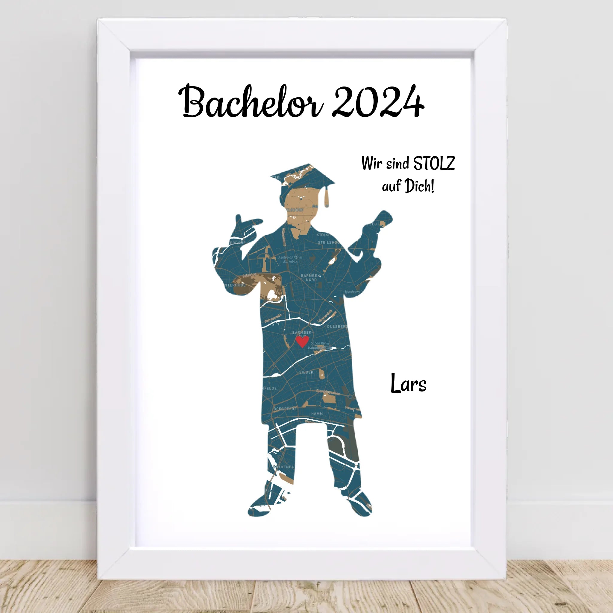 Bachelor Abschlussgeschenk Stadtkarte Koordinatenposter für Junge Straßenkarte personalisiert - Cantty