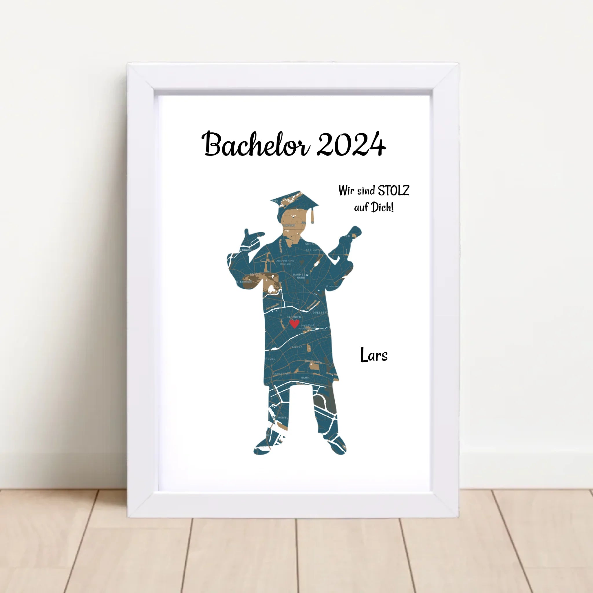 Bachelor Abschlussgeschenk Stadtkarte Koordinatenposter für Junge Straßenkarte personalisiert - Cantty