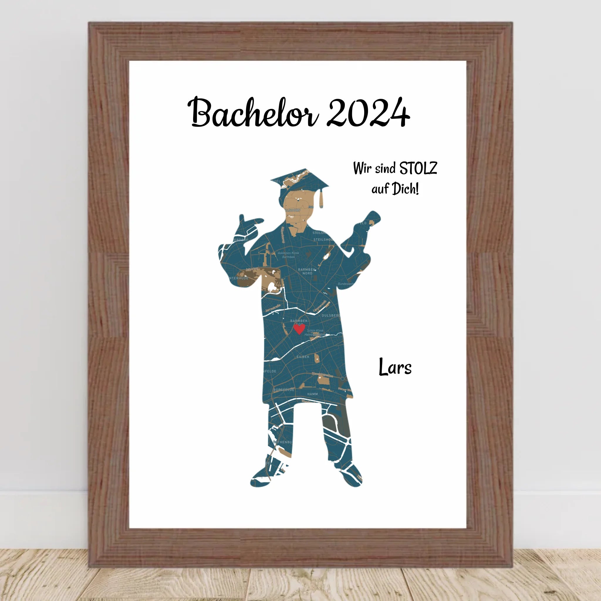 Bachelor Abschlussgeschenk Stadtkarte Koordinatenposter für Junge Straßenkarte personalisiert - Cantty