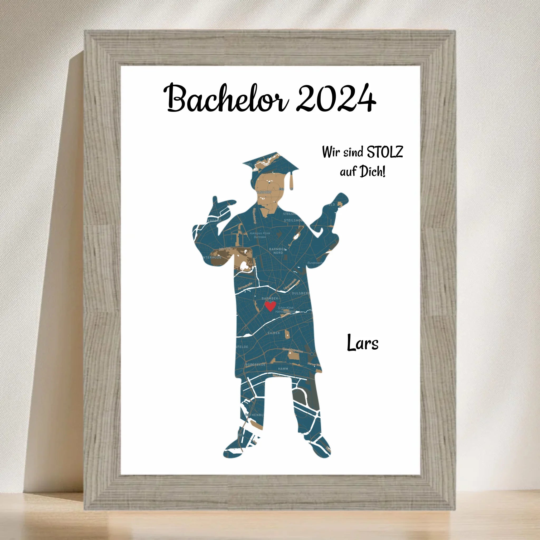 Bachelor Abschlussgeschenk Stadtkarte Koordinatenposter für Junge Straßenkarte personalisiert - Cantty