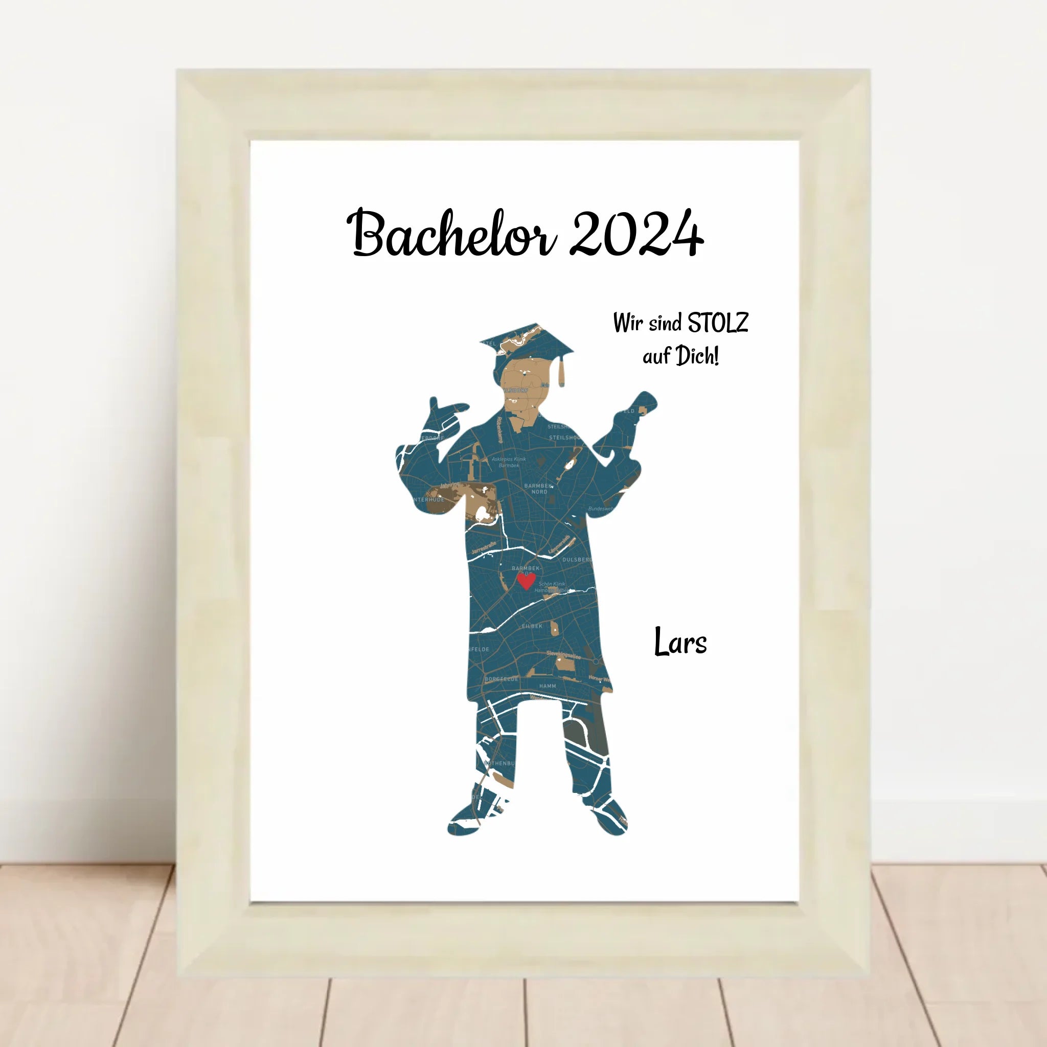 Bachelor Abschlussgeschenk Stadtkarte Koordinatenposter für Junge Straßenkarte personalisiert - Cantty