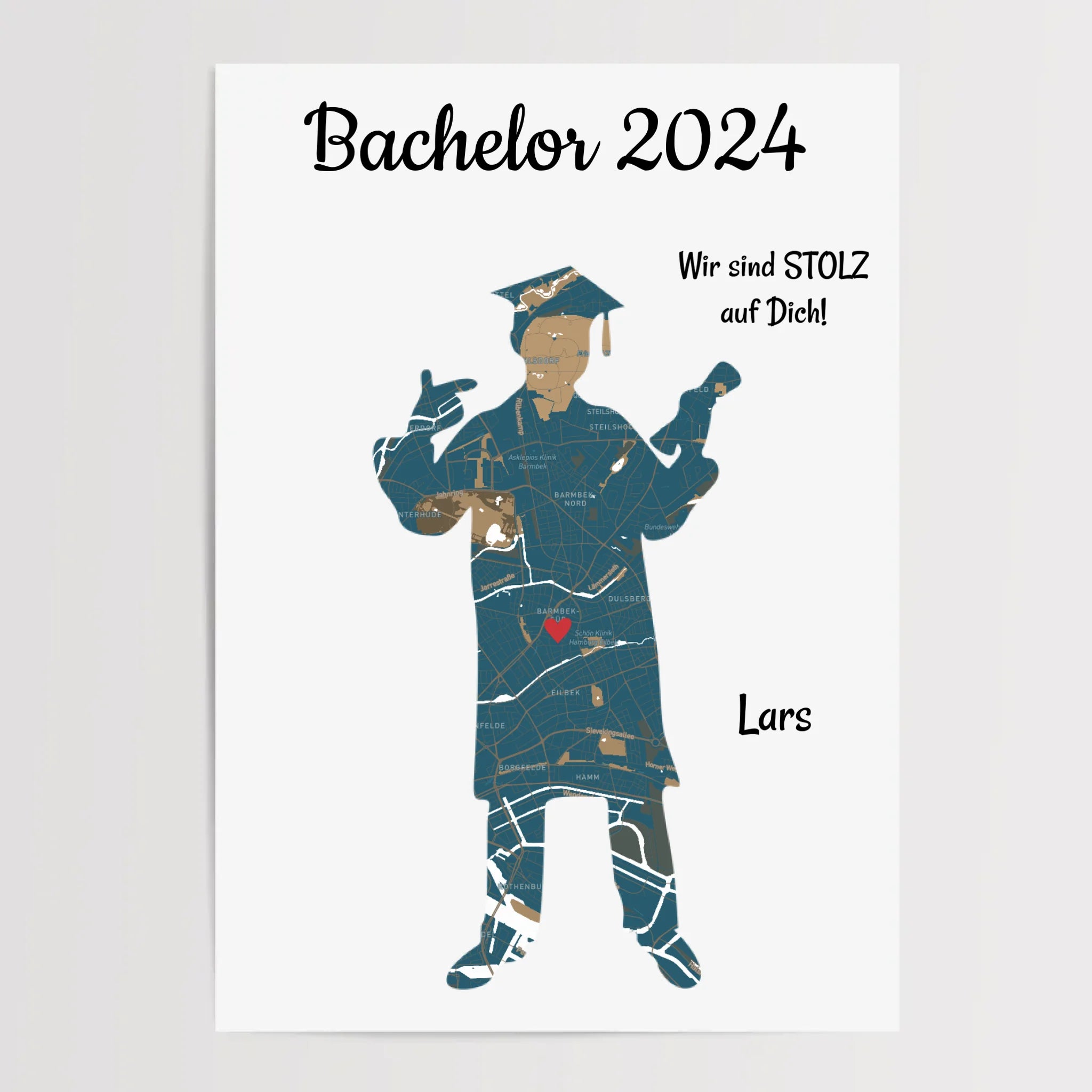 Bachelor Abschlussgeschenk Stadtkarte Koordinatenposter für Junge Straßenkarte personalisiert - Cantty