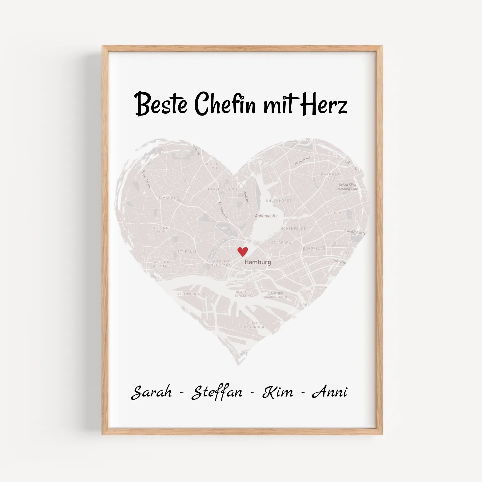Chefin Koordinatenposter Stadtkarte Geschenk personalisiert zum Geburtstag, Abschied oder Weihnachten - Cantty