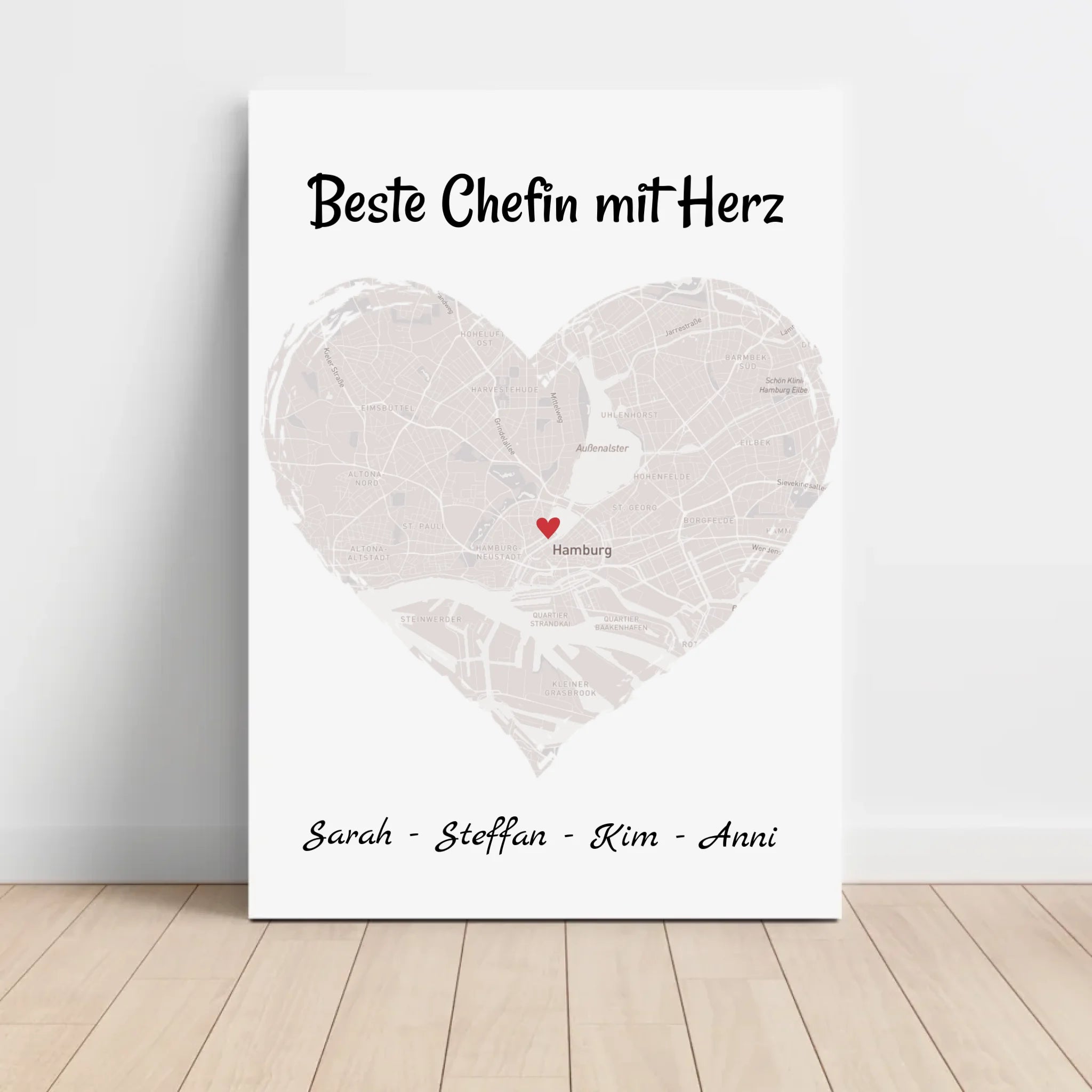 Chefin Koordinatenposter Stadtkarte Geschenk personalisiert zum Geburtstag, Abschied oder Weihnachten - Cantty