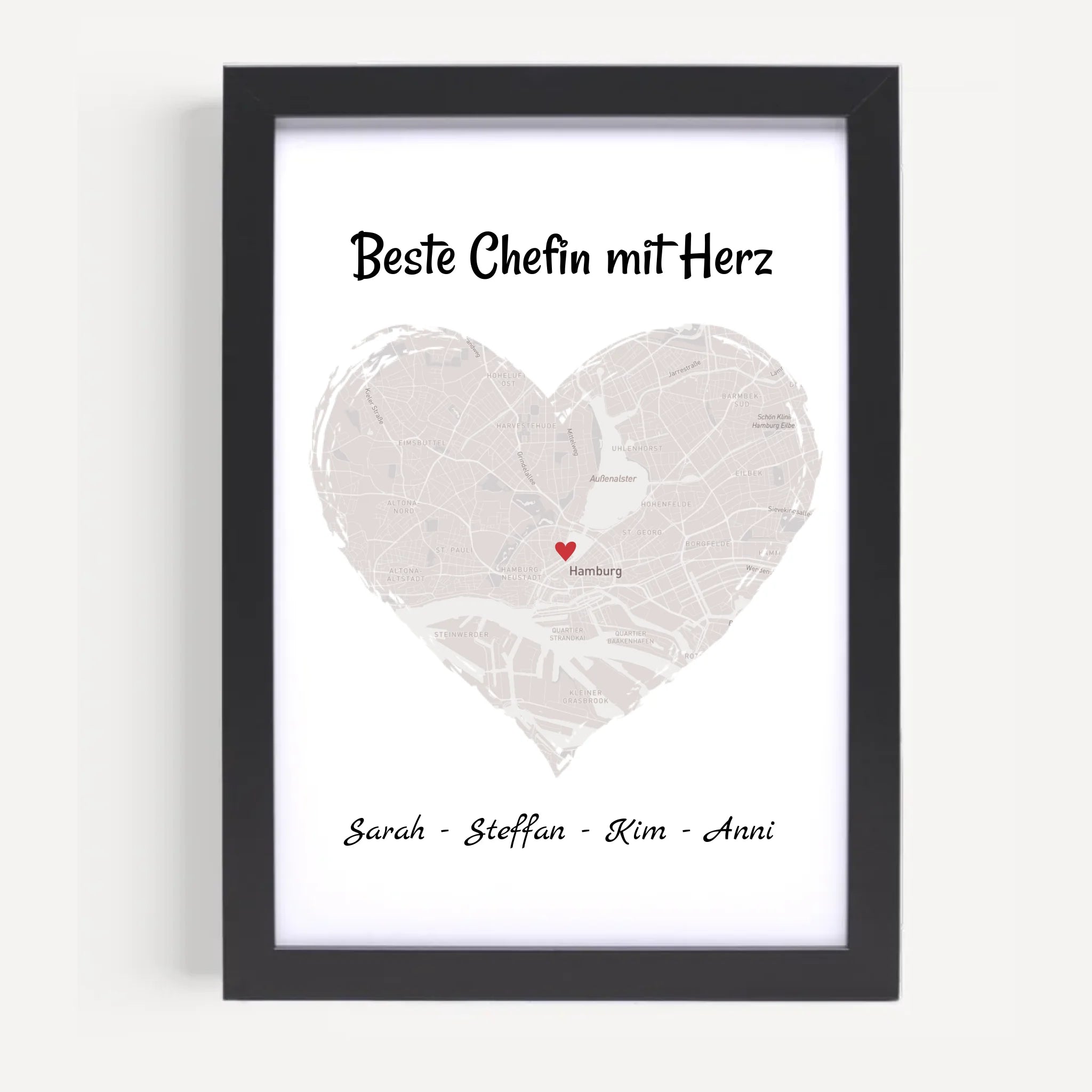 Chefin Koordinatenposter Stadtkarte Geschenk personalisiert zum Geburtstag, Abschied oder Weihnachten - Cantty