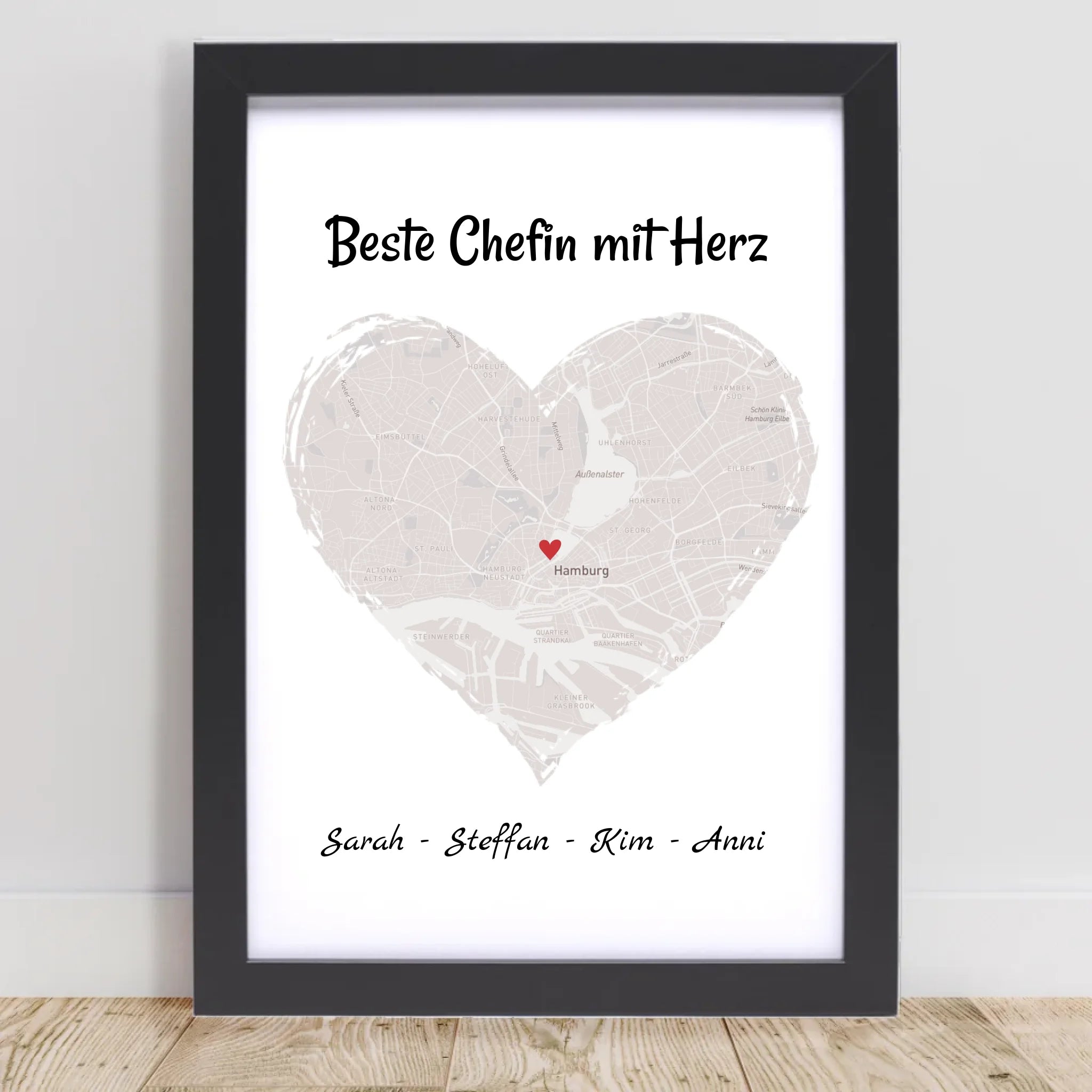 Chefin Koordinatenposter Stadtkarte Geschenk personalisiert zum Geburtstag, Abschied oder Weihnachten - Cantty