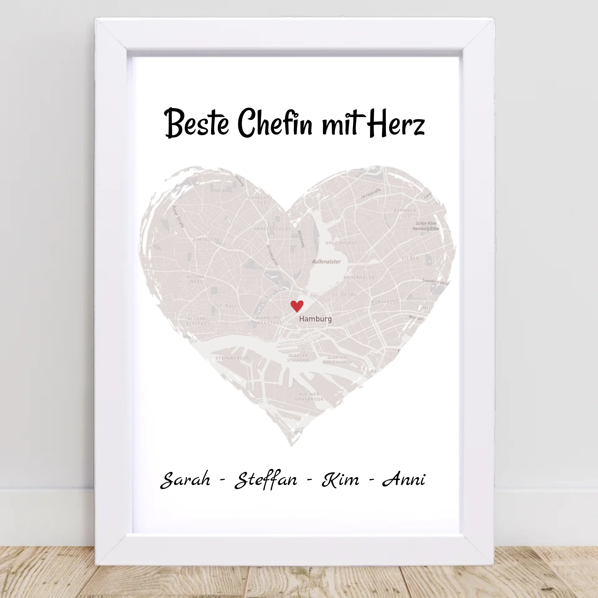 Chefin Koordinatenposter Stadtkarte Geschenk personalisiert zum Geburtstag, Abschied oder Weihnachten - Cantty