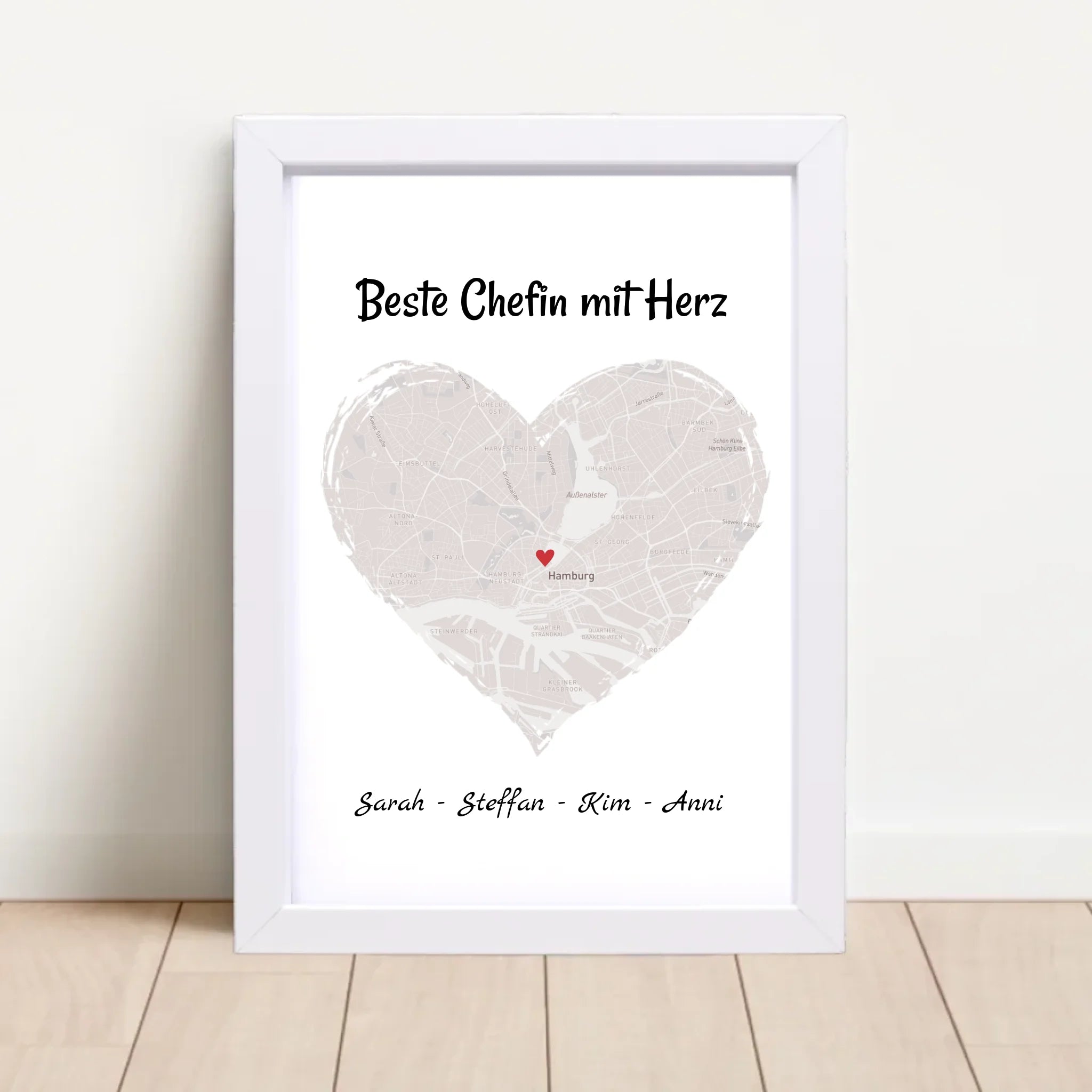 Chefin Koordinatenposter Stadtkarte Geschenk personalisiert zum Geburtstag, Abschied oder Weihnachten - Cantty