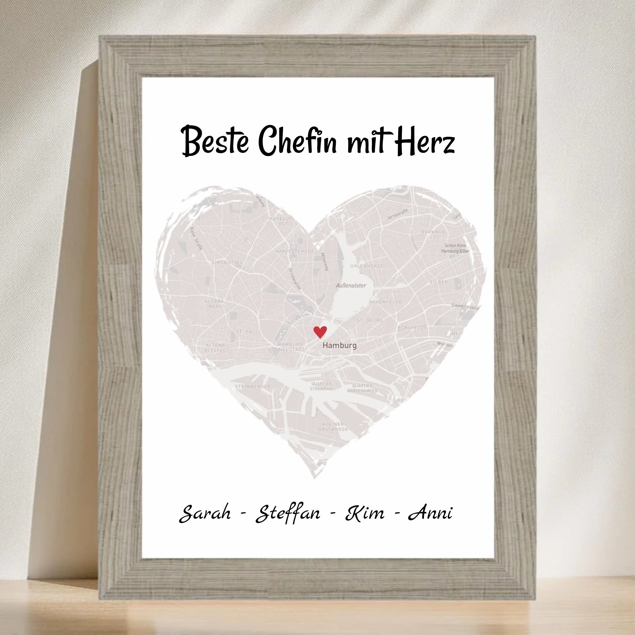 Chefin Koordinatenposter Stadtkarte Geschenk personalisiert zum Geburtstag, Abschied oder Weihnachten - Cantty