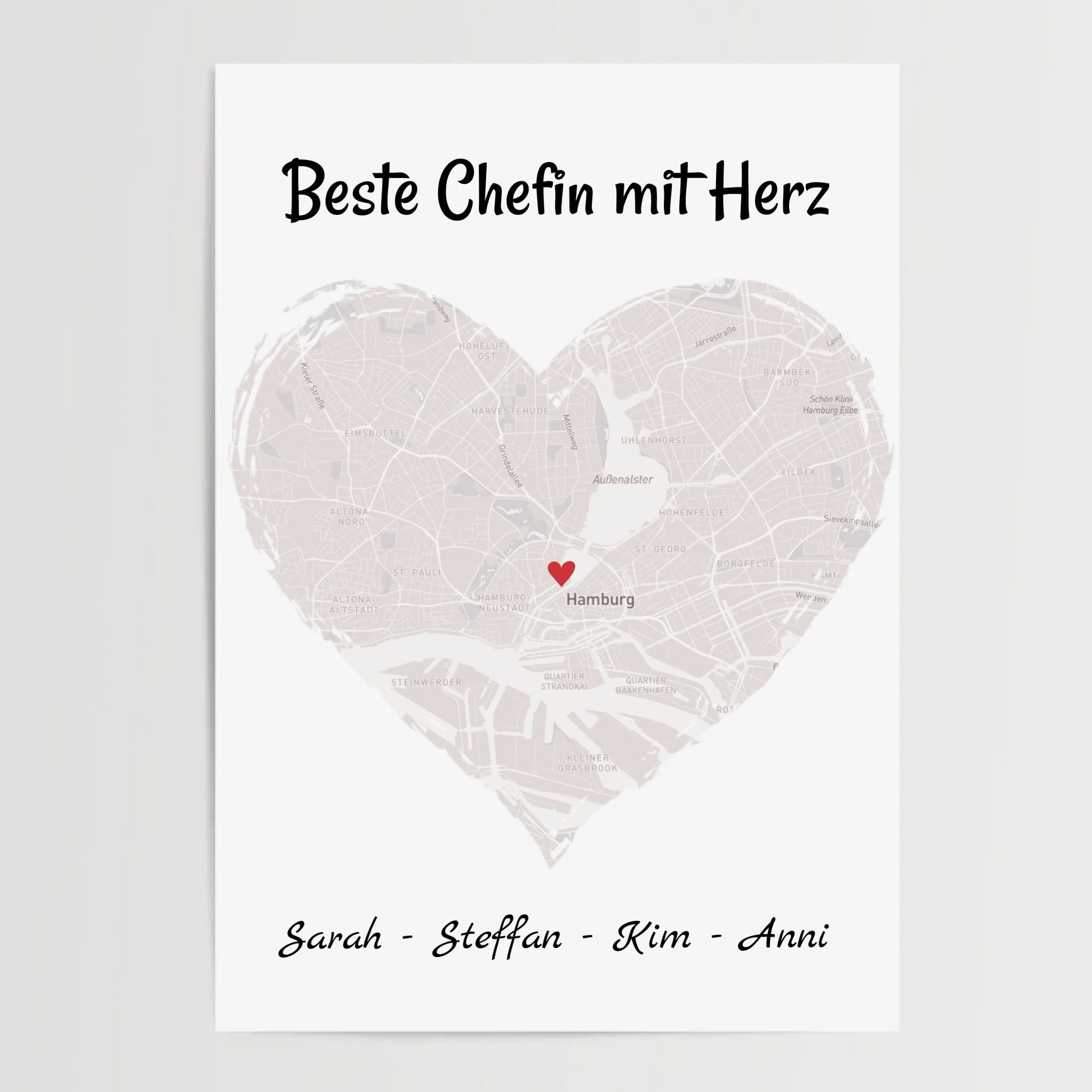 Chefin Koordinatenposter Stadtkarte Geschenk personalisiert zum Geburtstag, Abschied oder Weihnachten - Cantty