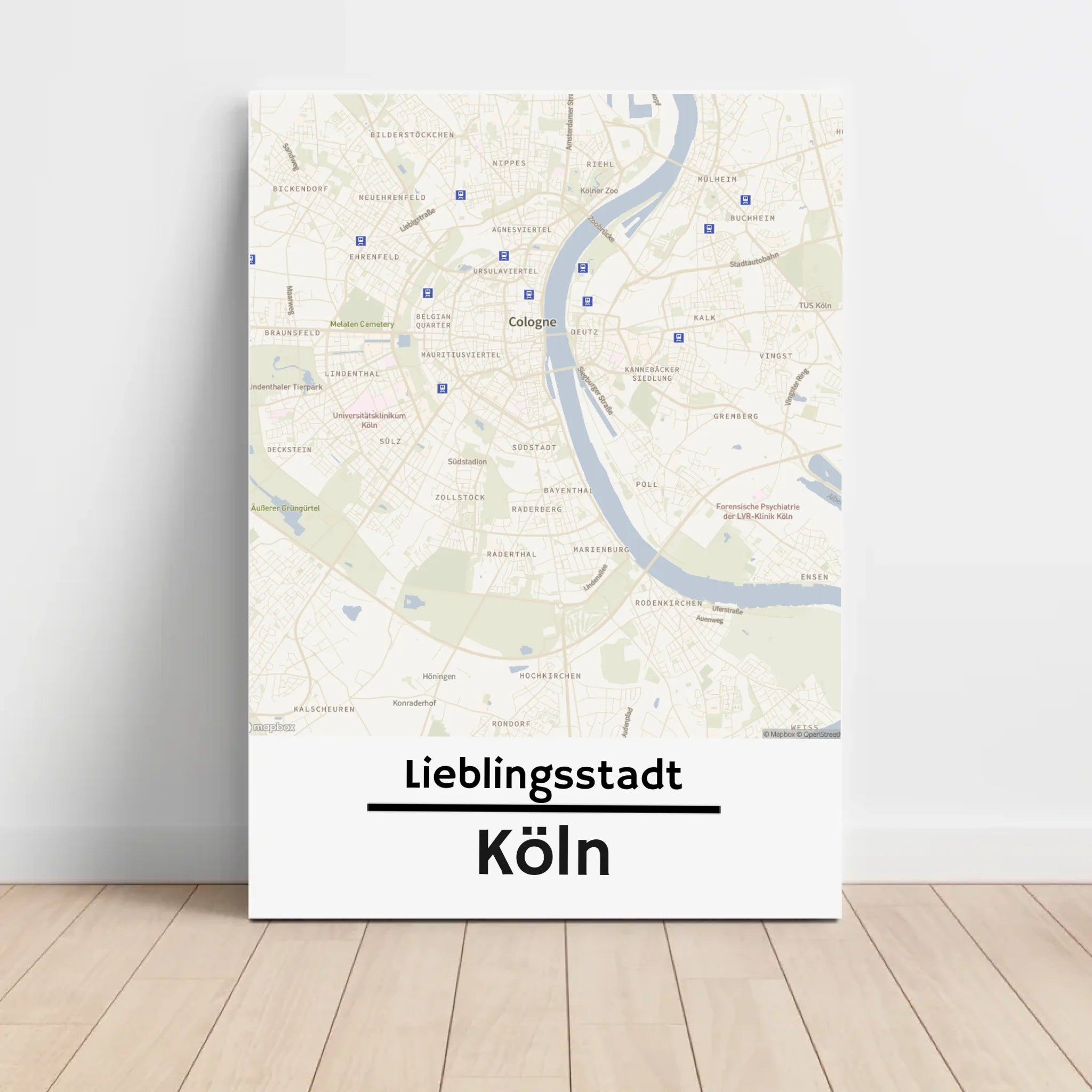 Köln KartenposterStadtkarte mit Koordinaten Lieblinsstadt Heimat personalisiert - Cantty