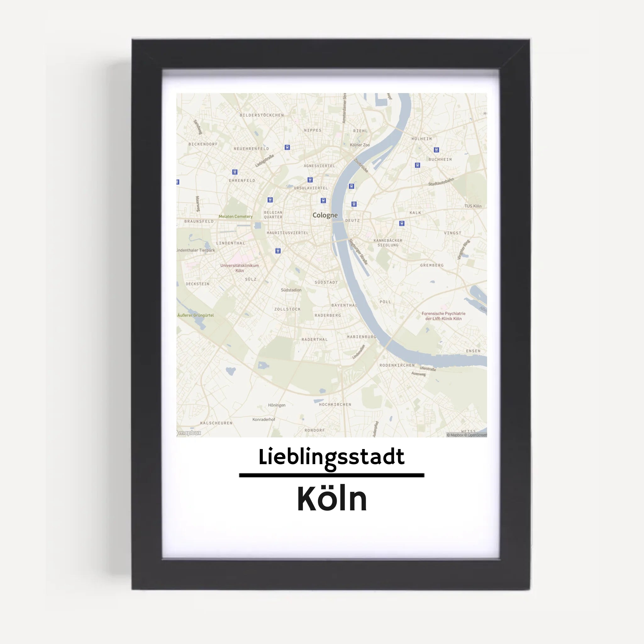 Köln KartenposterStadtkarte mit Koordinaten Lieblinsstadt Heimat personalisiert - Cantty
