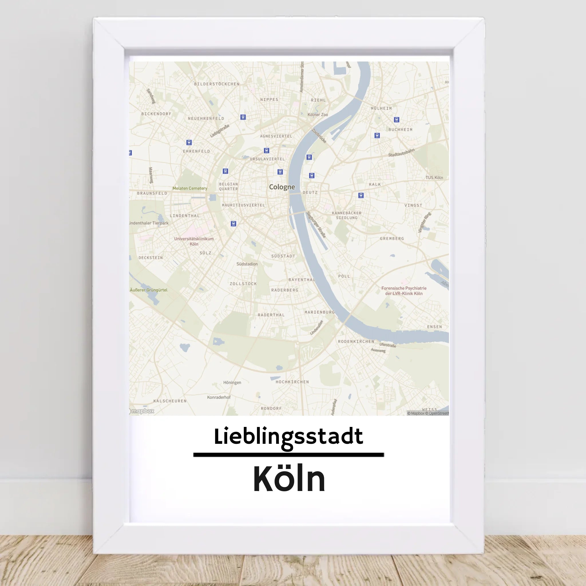 Köln KartenposterStadtkarte mit Koordinaten Lieblinsstadt Heimat personalisiert - Cantty