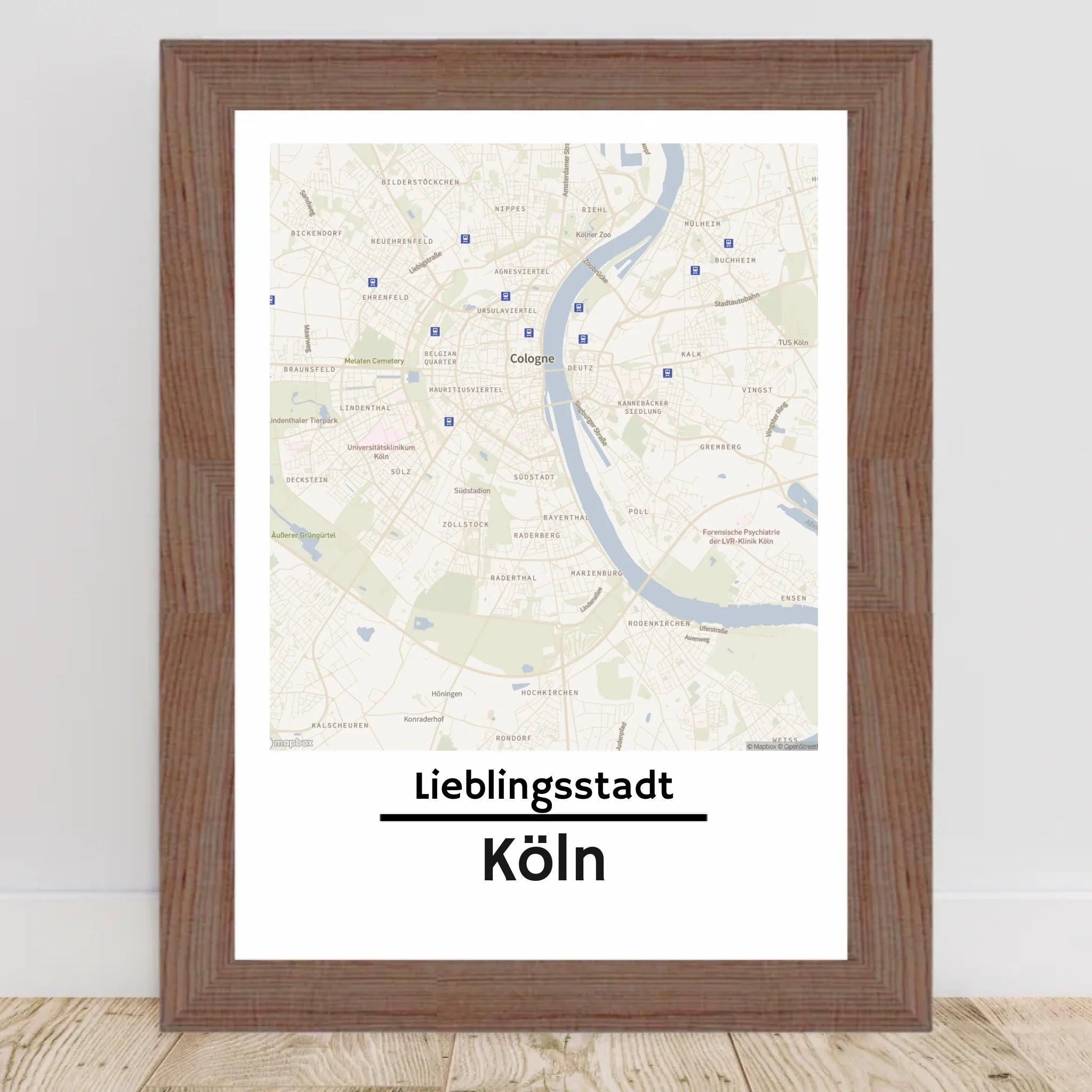 Köln KartenposterStadtkarte mit Koordinaten Lieblinsstadt Heimat personalisiert - Cantty