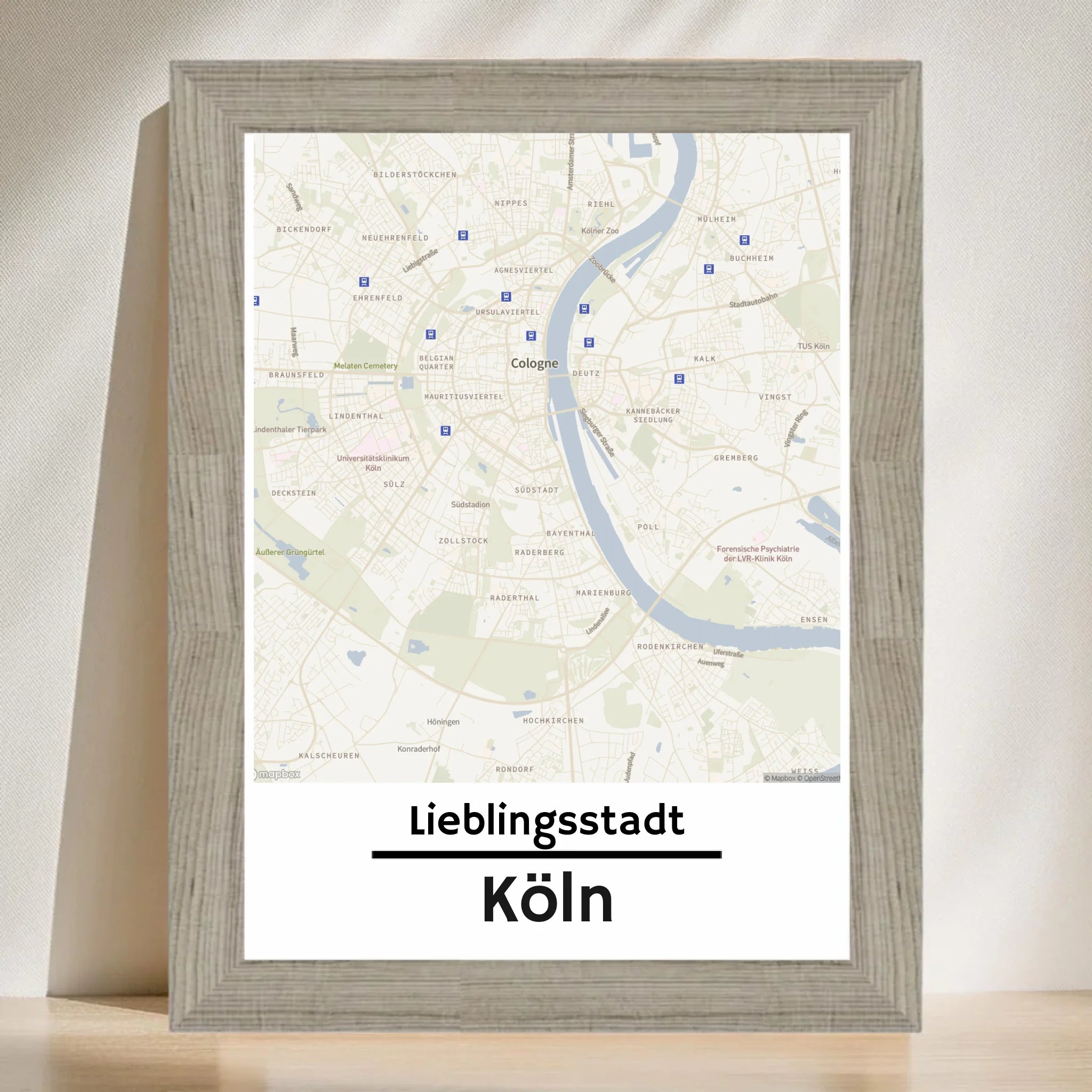 Köln KartenposterStadtkarte mit Koordinaten Lieblinsstadt Heimat personalisiert - Cantty