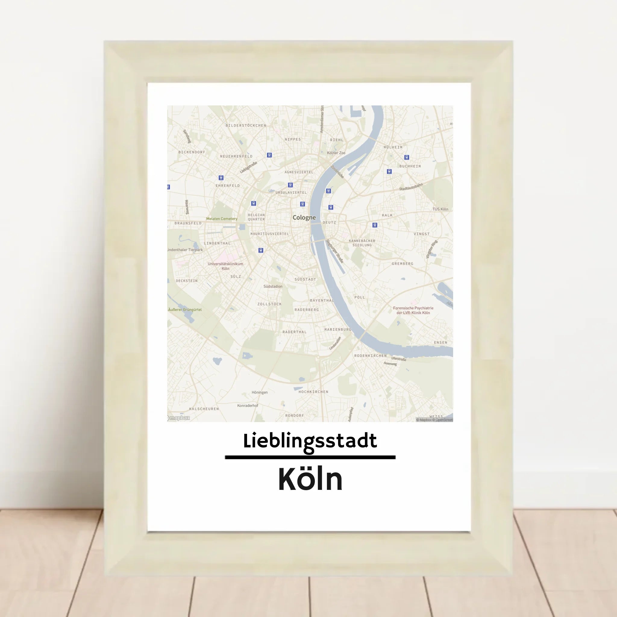 Köln KartenposterStadtkarte mit Koordinaten Lieblinsstadt Heimat personalisiert - Cantty
