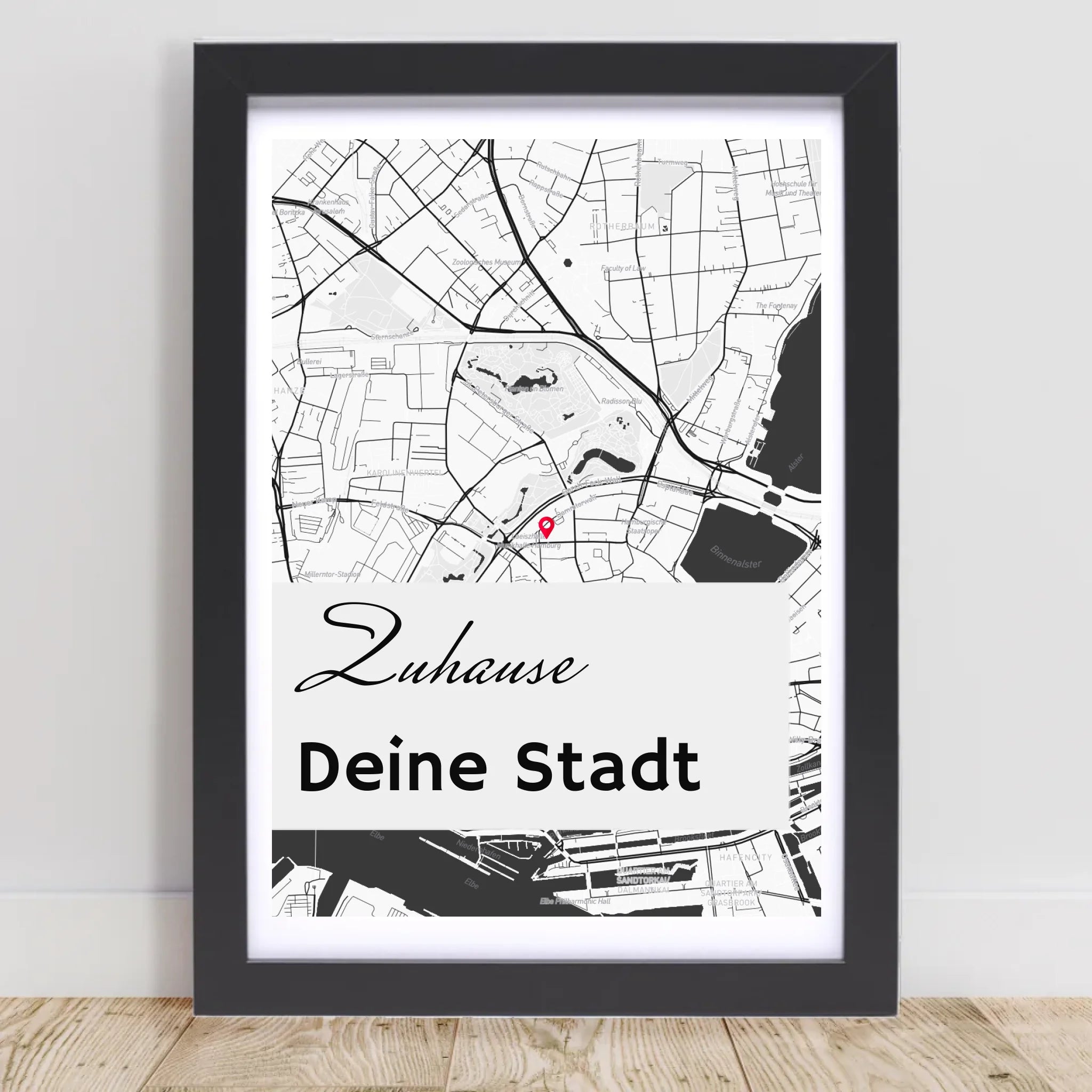 Personalisiertes Kartenposter Stadtkarte Koordinaten Map deiner Stadt - Cantty