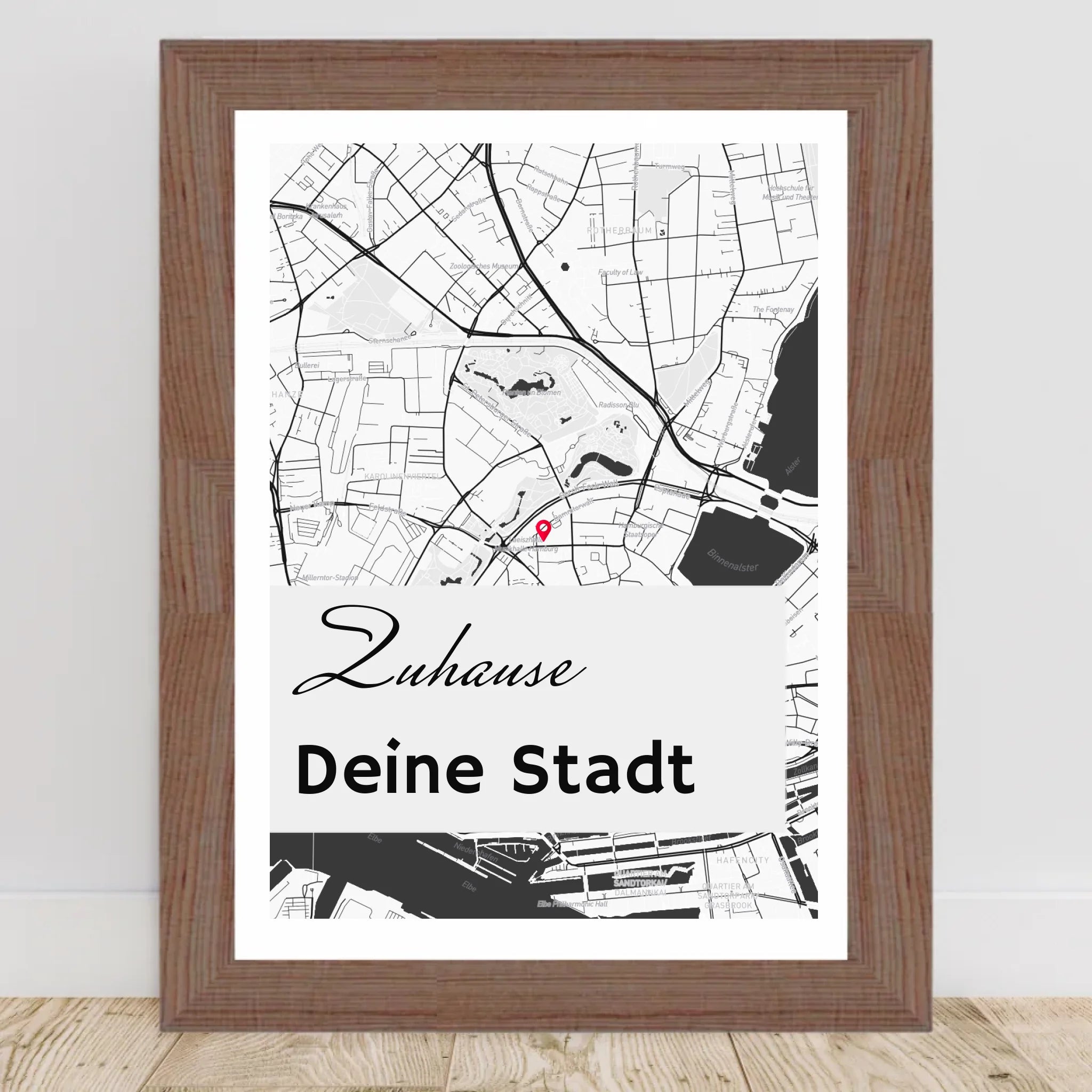 Personalisiertes Kartenposter Stadtkarte Koordinaten Map deiner Stadt - Cantty