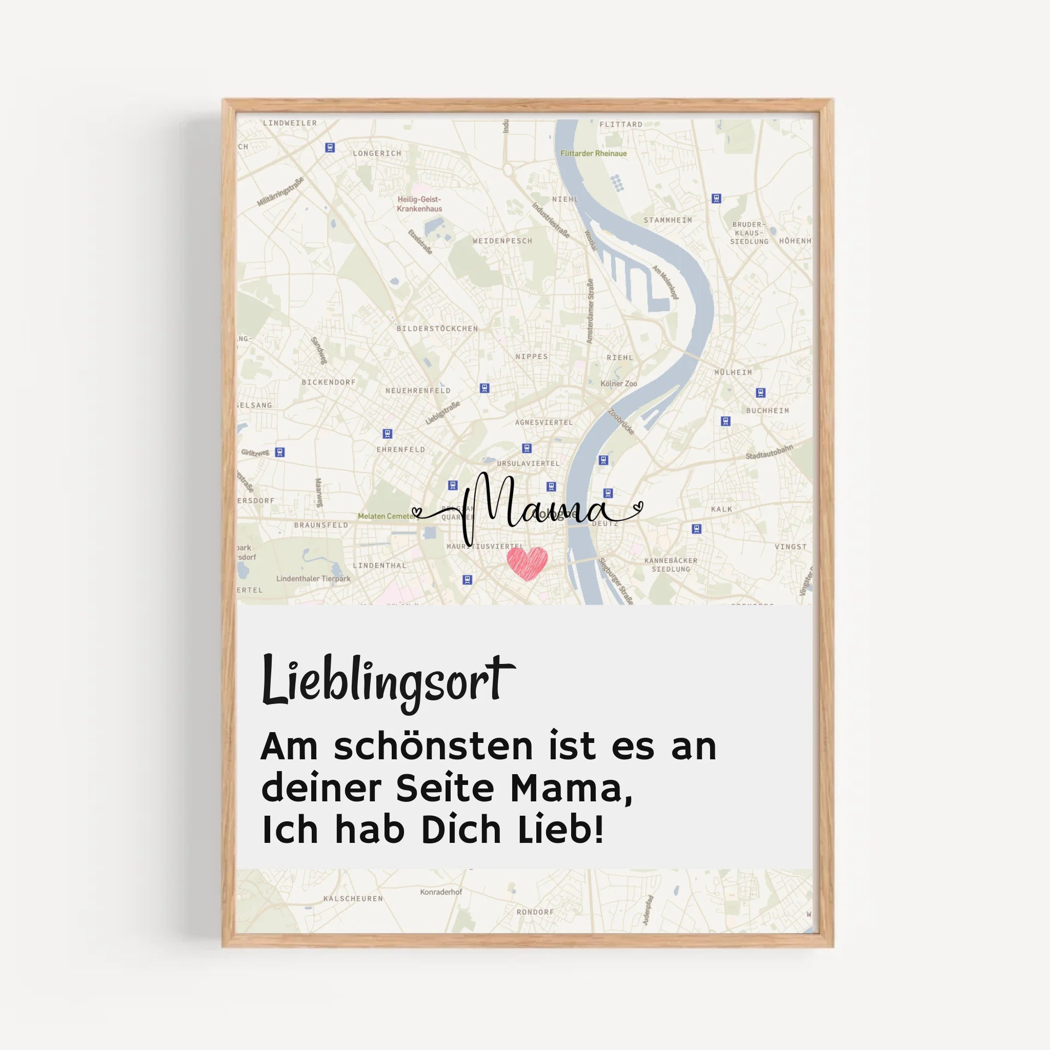 Mama Kartenposter Stadtkarte mit Spruch personalisiert Geschenk für Mutter - Cantty