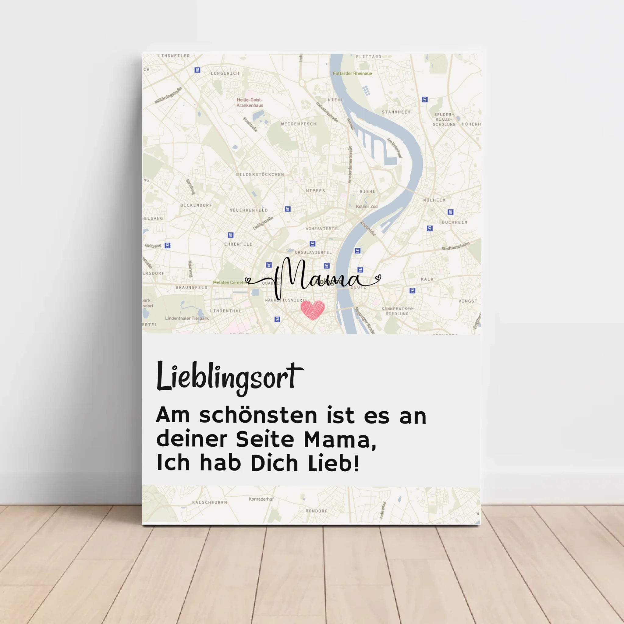 Mama Kartenposter Stadtkarte mit Spruch personalisiert Geschenk für Mutter - Cantty