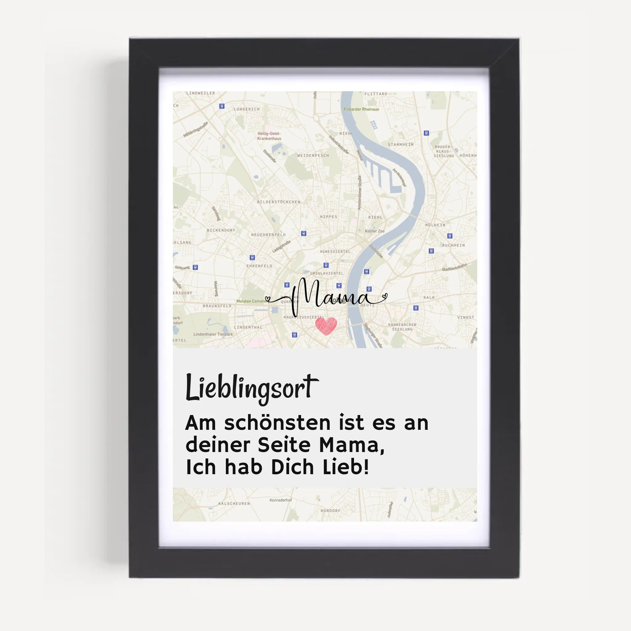 Mama Kartenposter Stadtkarte mit Spruch personalisiert Geschenk für Mutter - Cantty