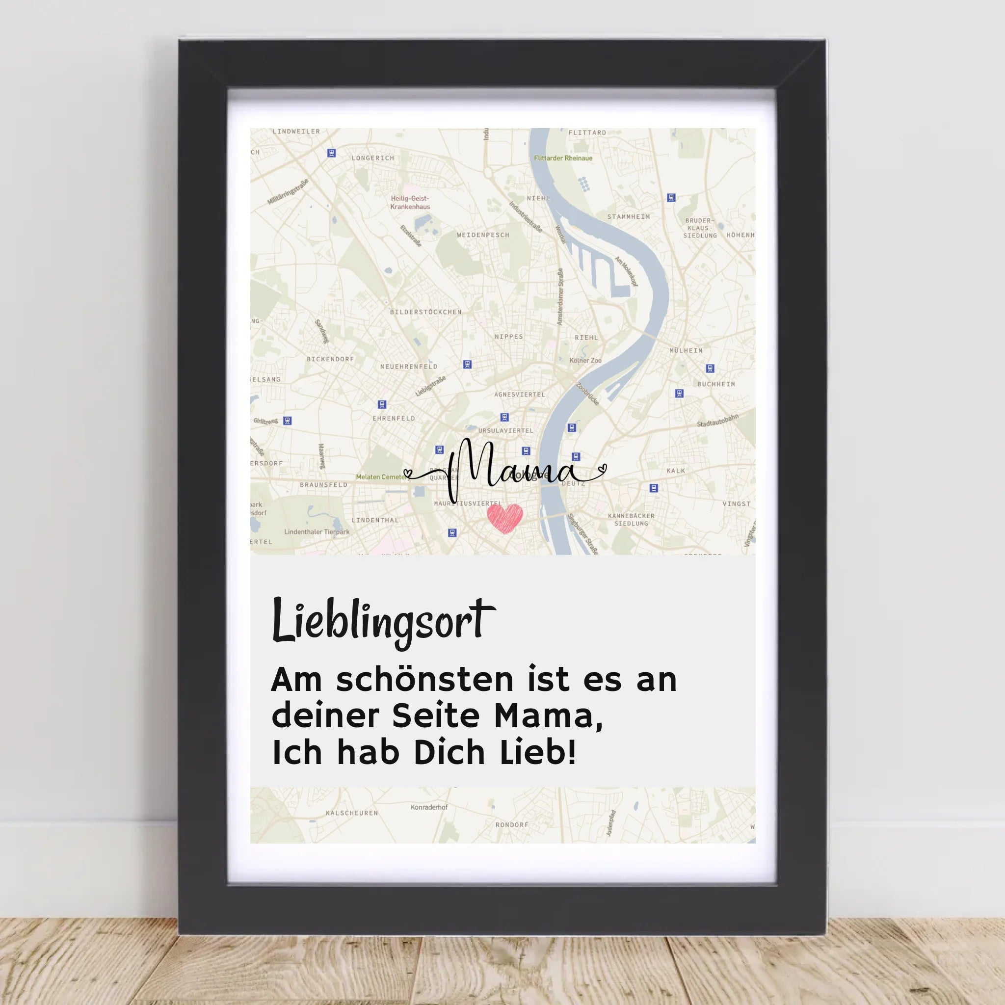 Mama Kartenposter Stadtkarte mit Spruch personalisiert Geschenk für Mutter - Cantty